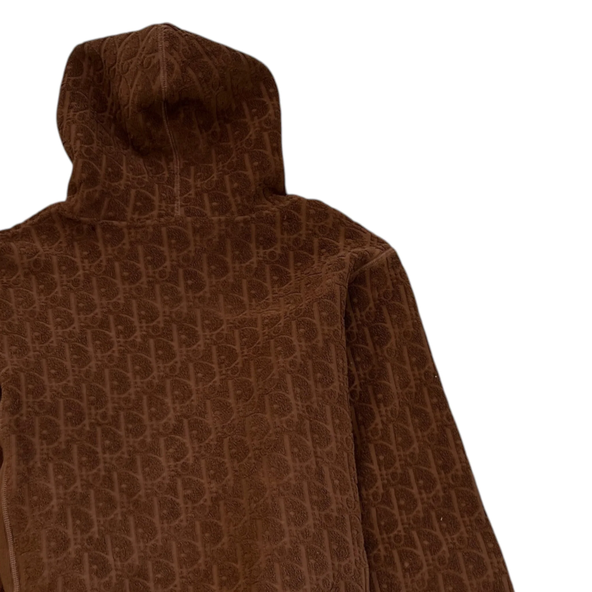 Men's Oblique Towelling Hoodie Brown Size XS - Image 4