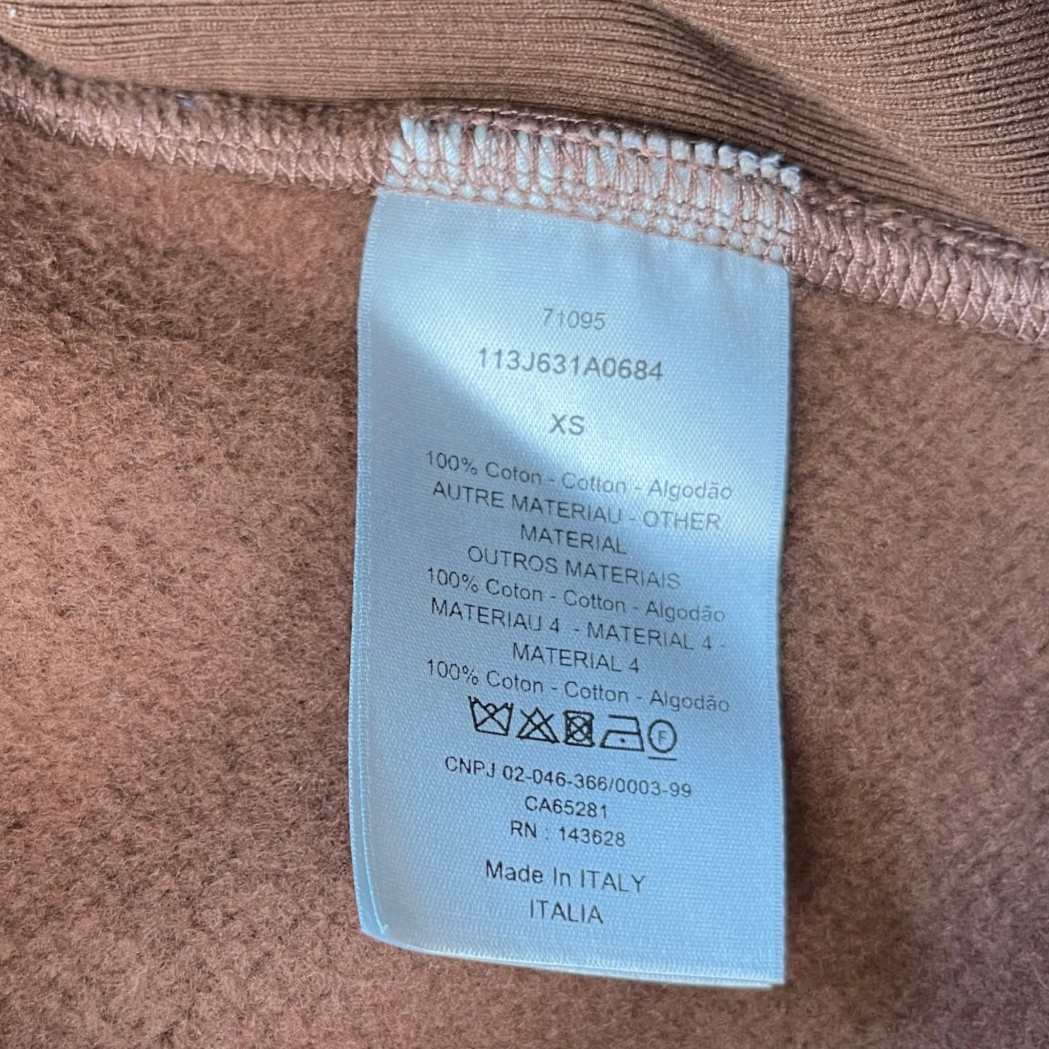 Men's Oblique Towelling Hoodie Brown Size XS - Image 8