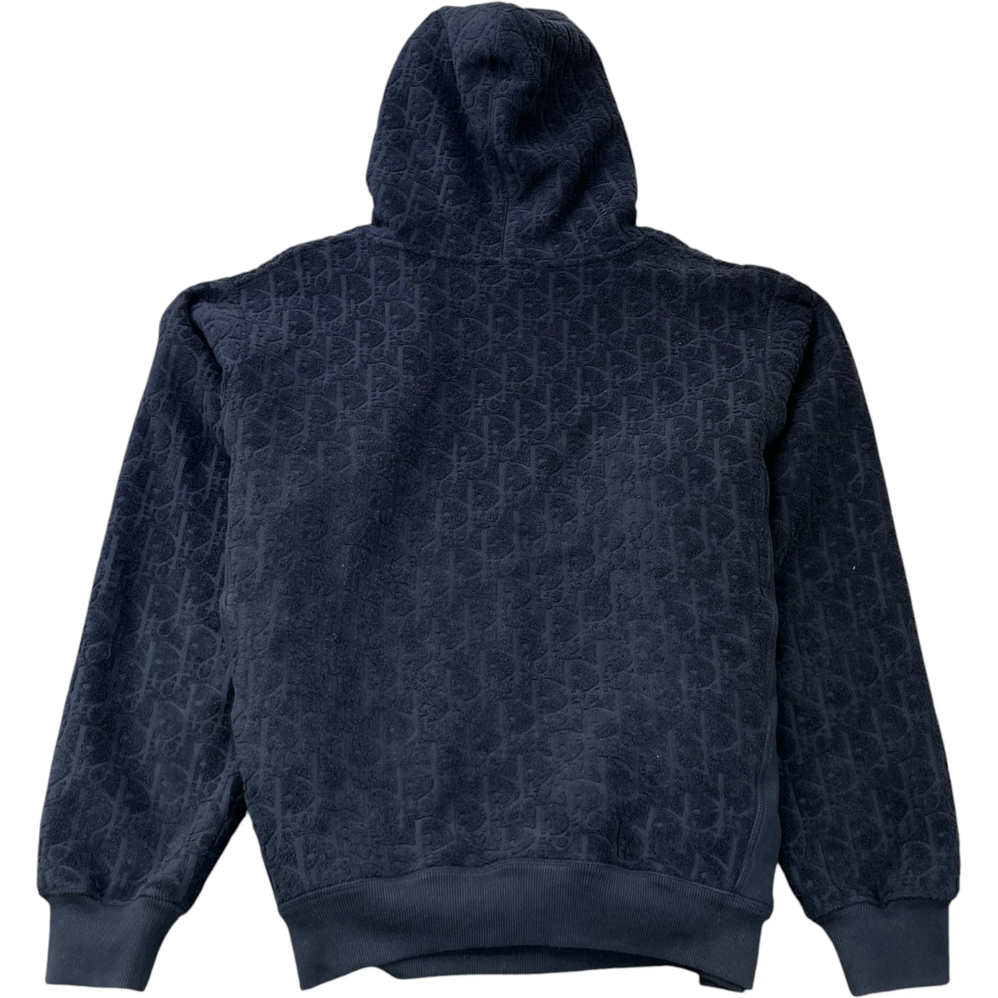 Men's Oblique Towelling Hoodie Navy Size L - Image 2