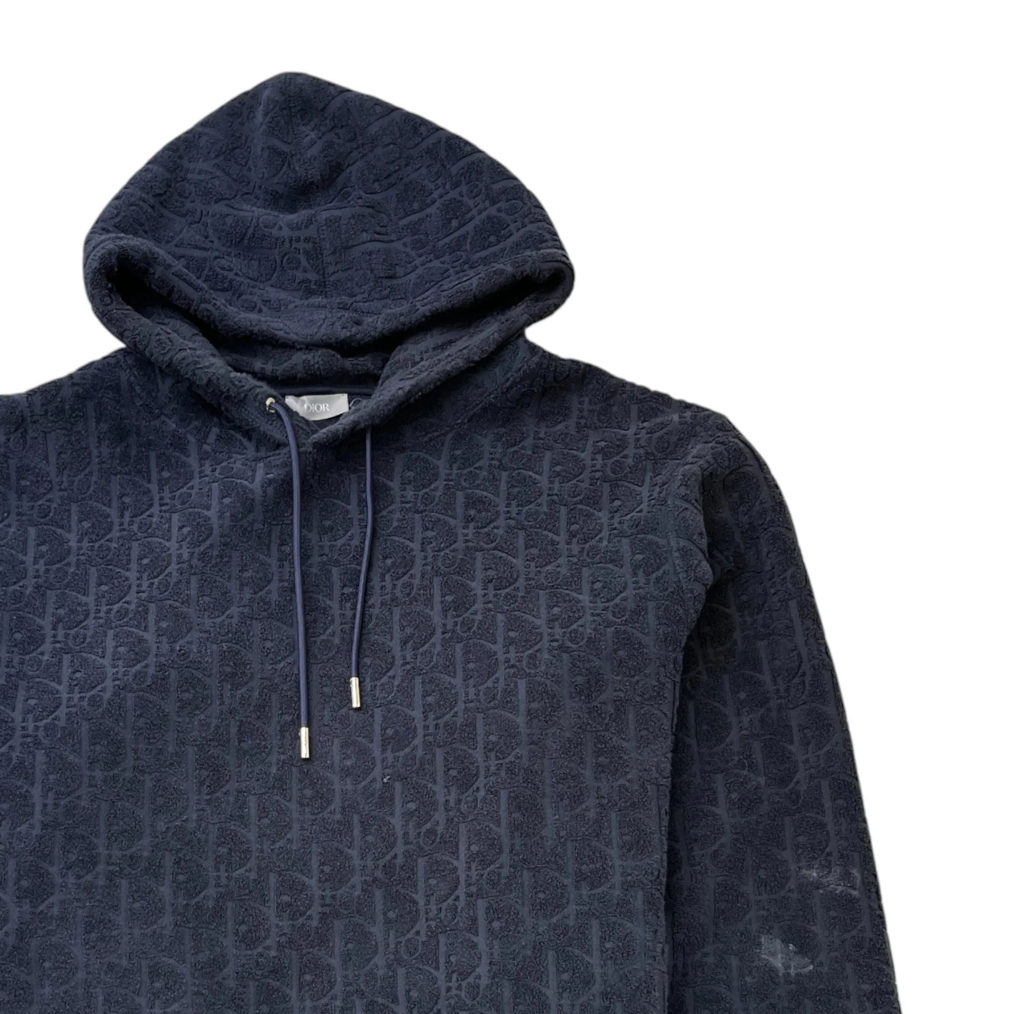 Men's Oblique Towelling Hoodie Navy Size L - Image 3