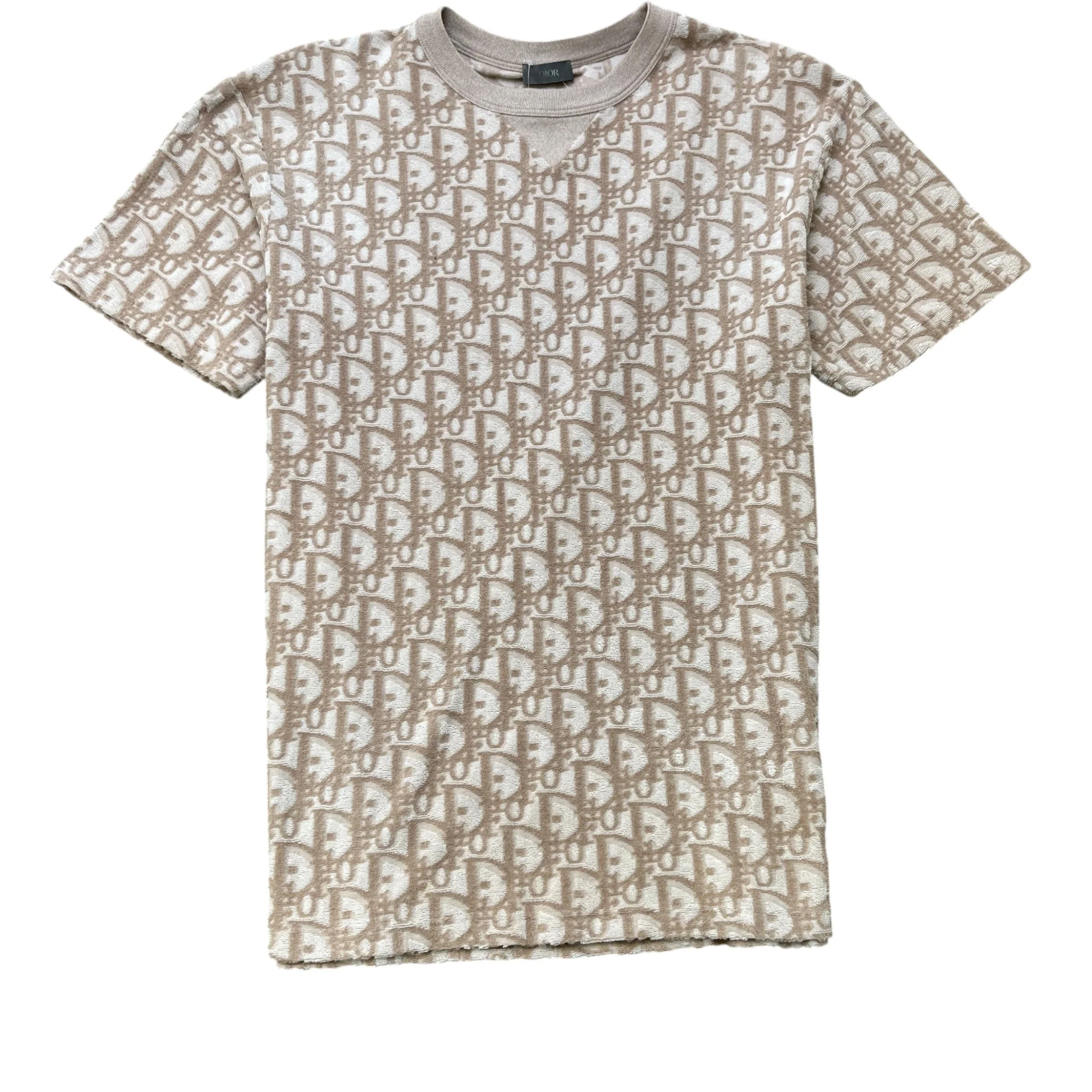 Men's Oblique Towelling T-Shirt Beige Size M