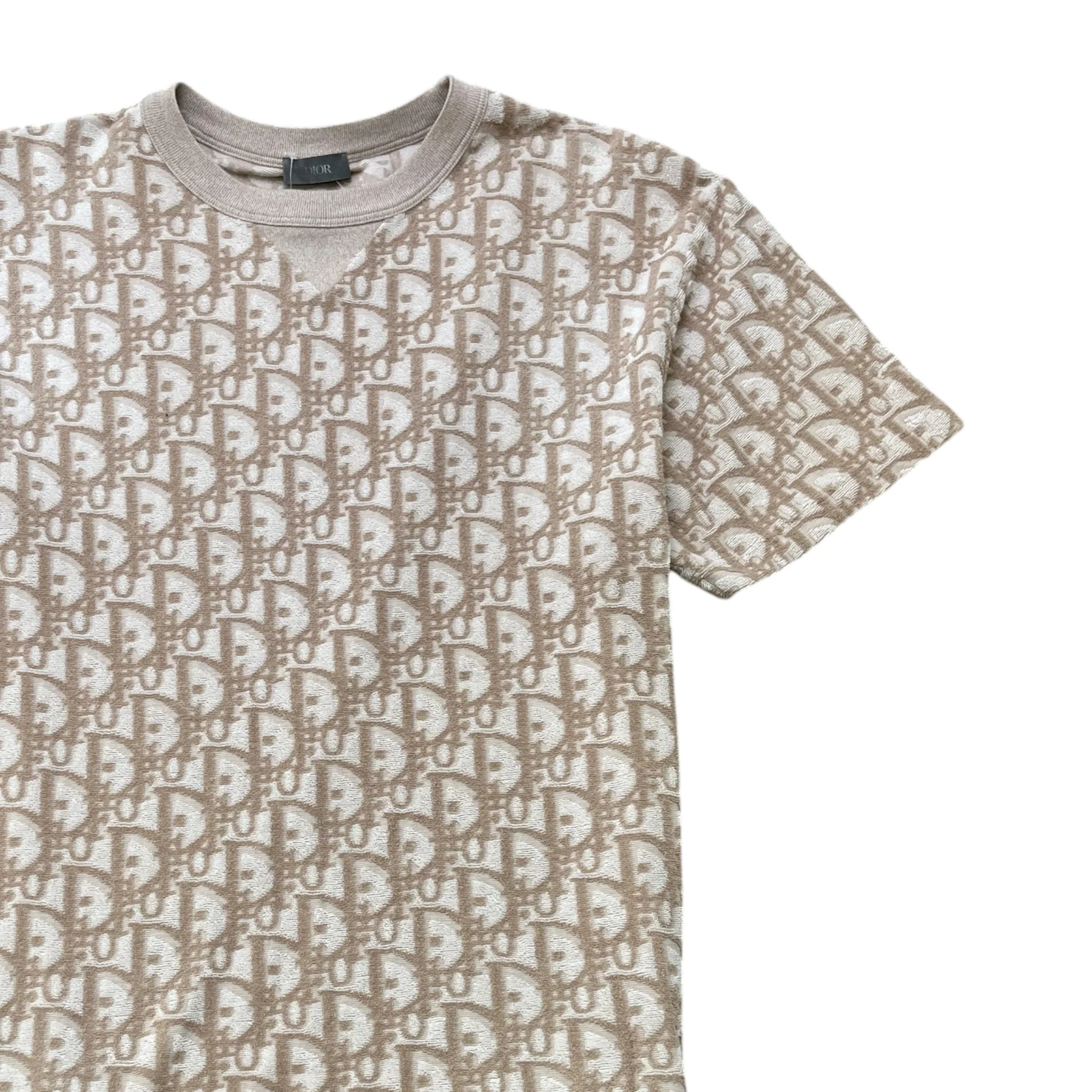 Men's Oblique Towelling T-Shirt Beige Size M - Image 3