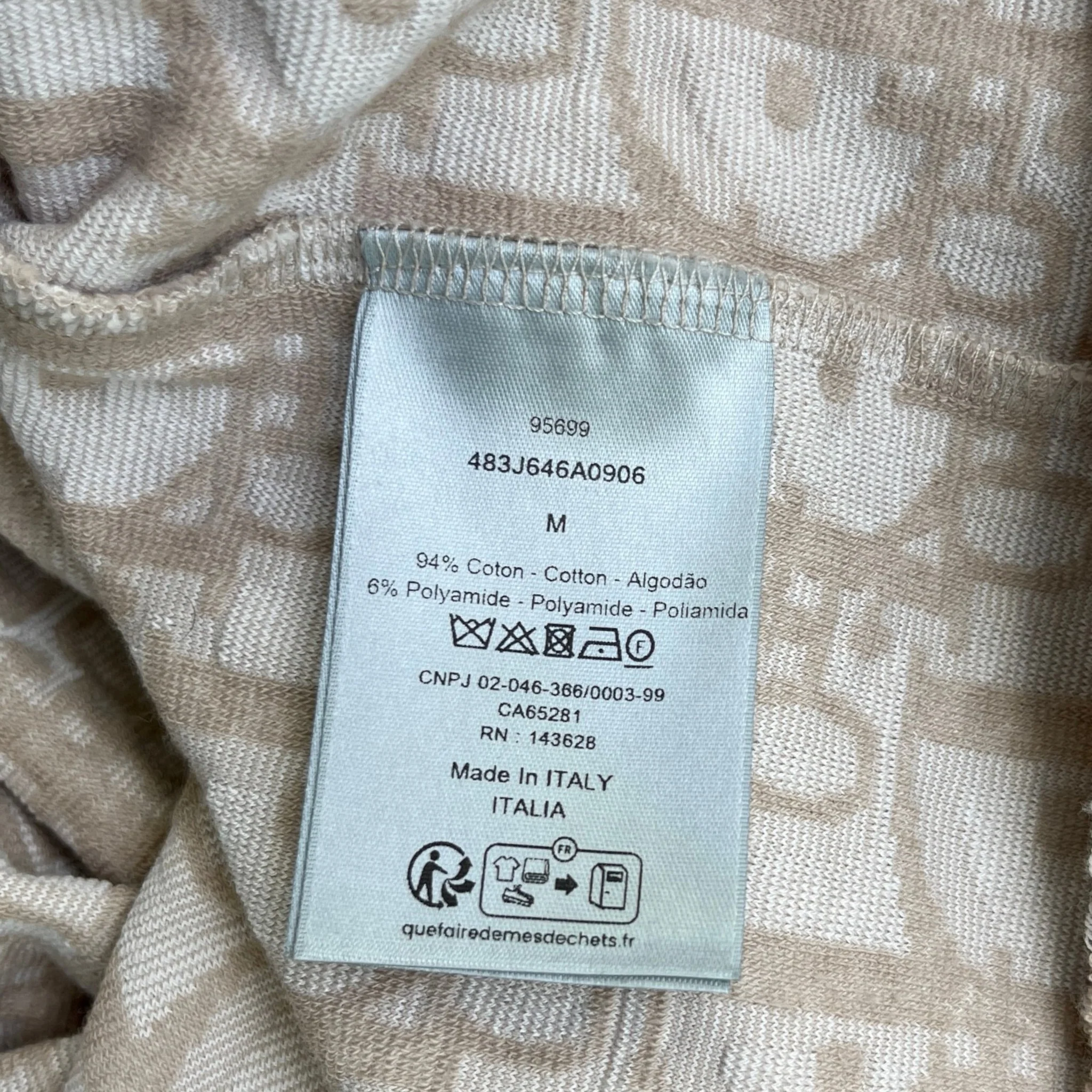 Men's Oblique Towelling T-Shirt Beige Size M - Image 7