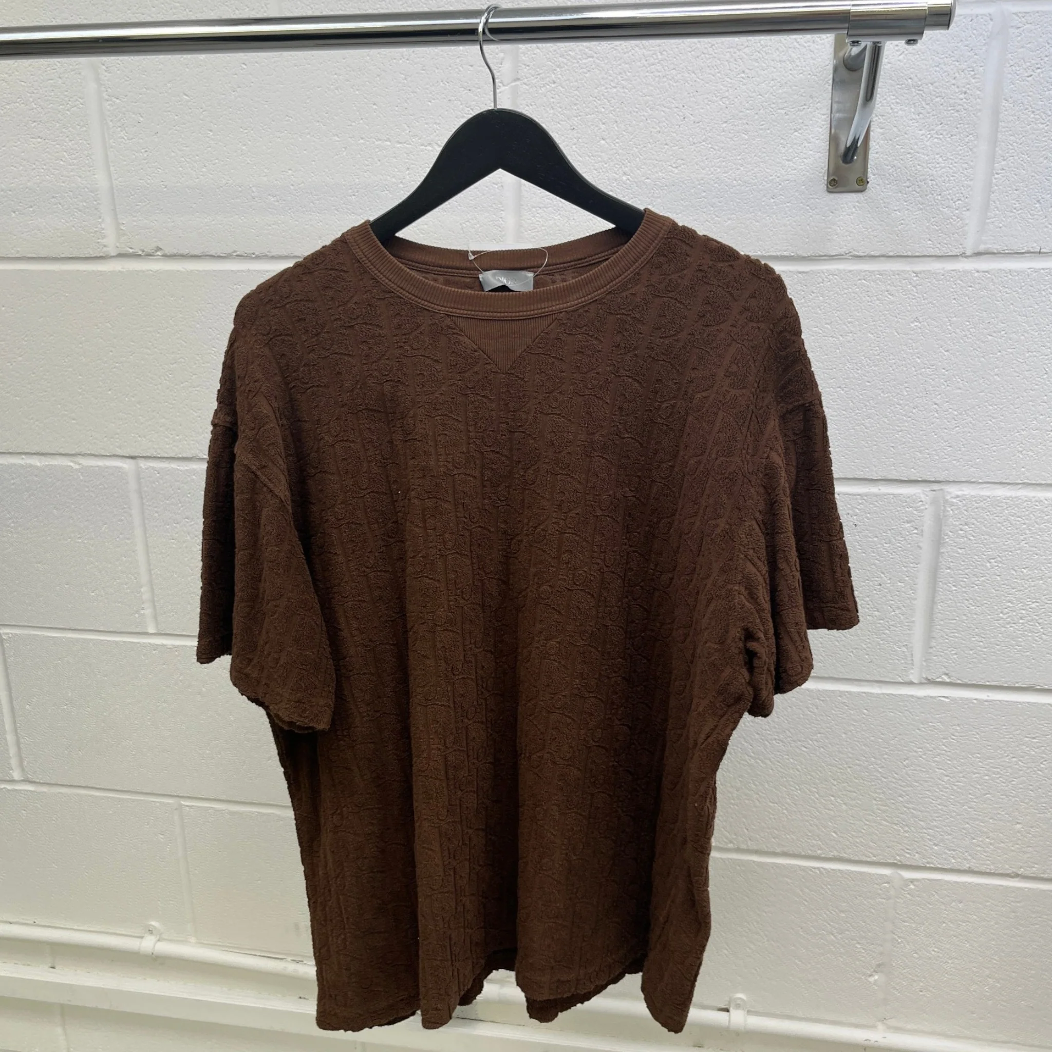 Men's Oblique Towelling T-Shirt Brown Size XXL - Image 9