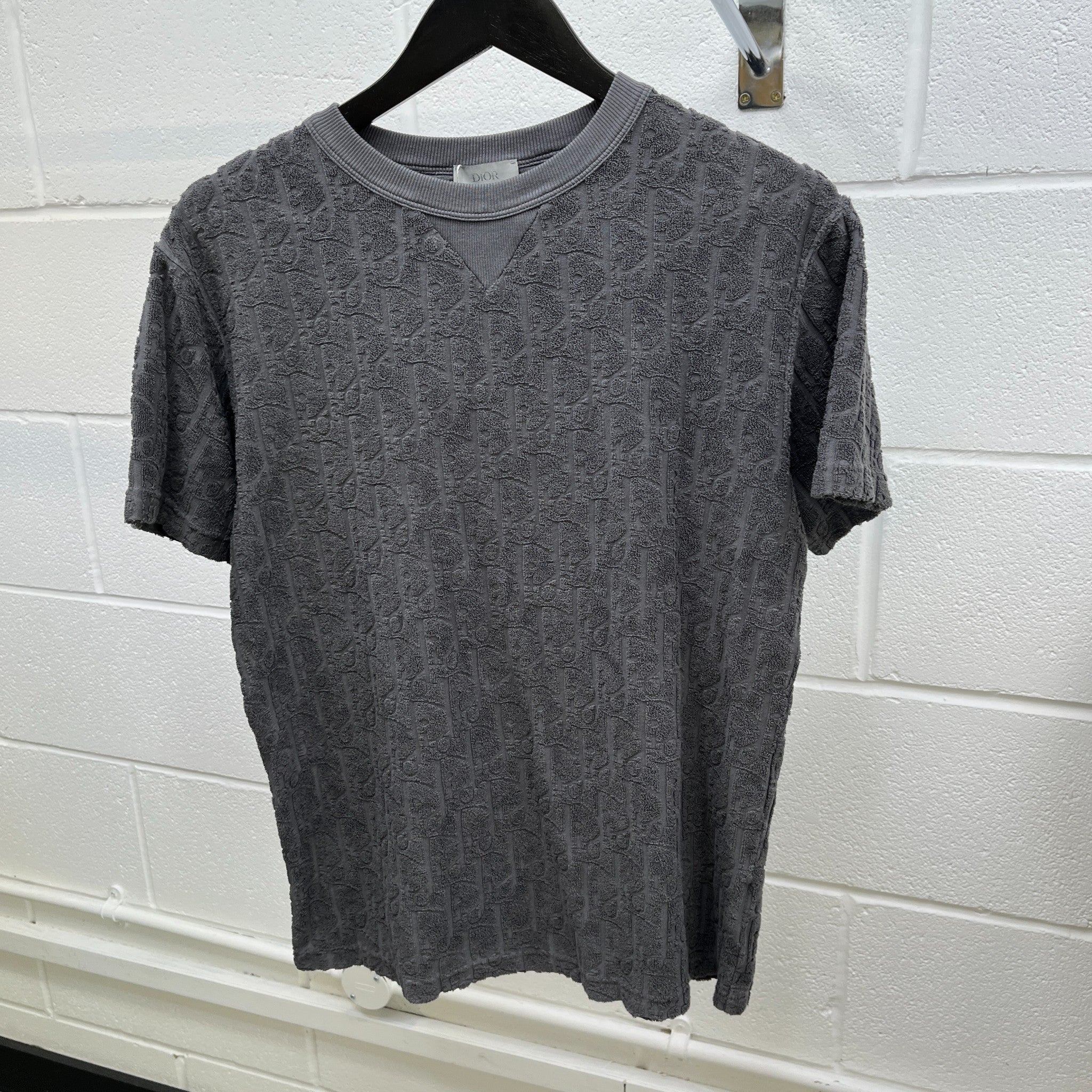 Men's Oblique Towelling T-Shirt Grey Size XS - Image 7
