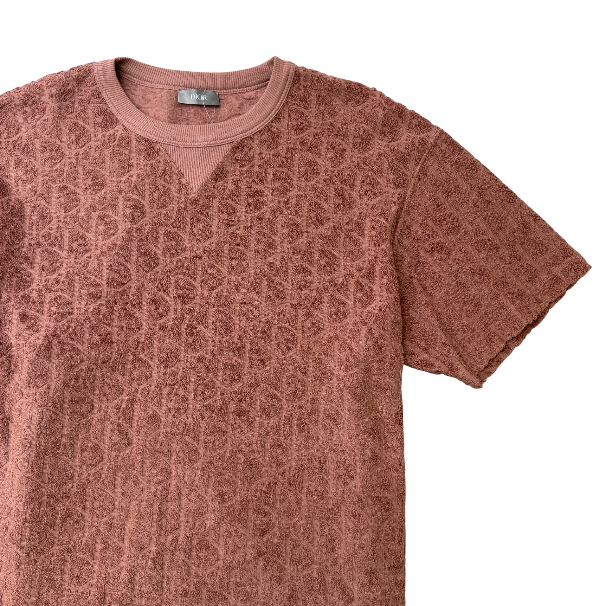 Men's Oblique Towelling T-Shirt Pink Size M - Image 3