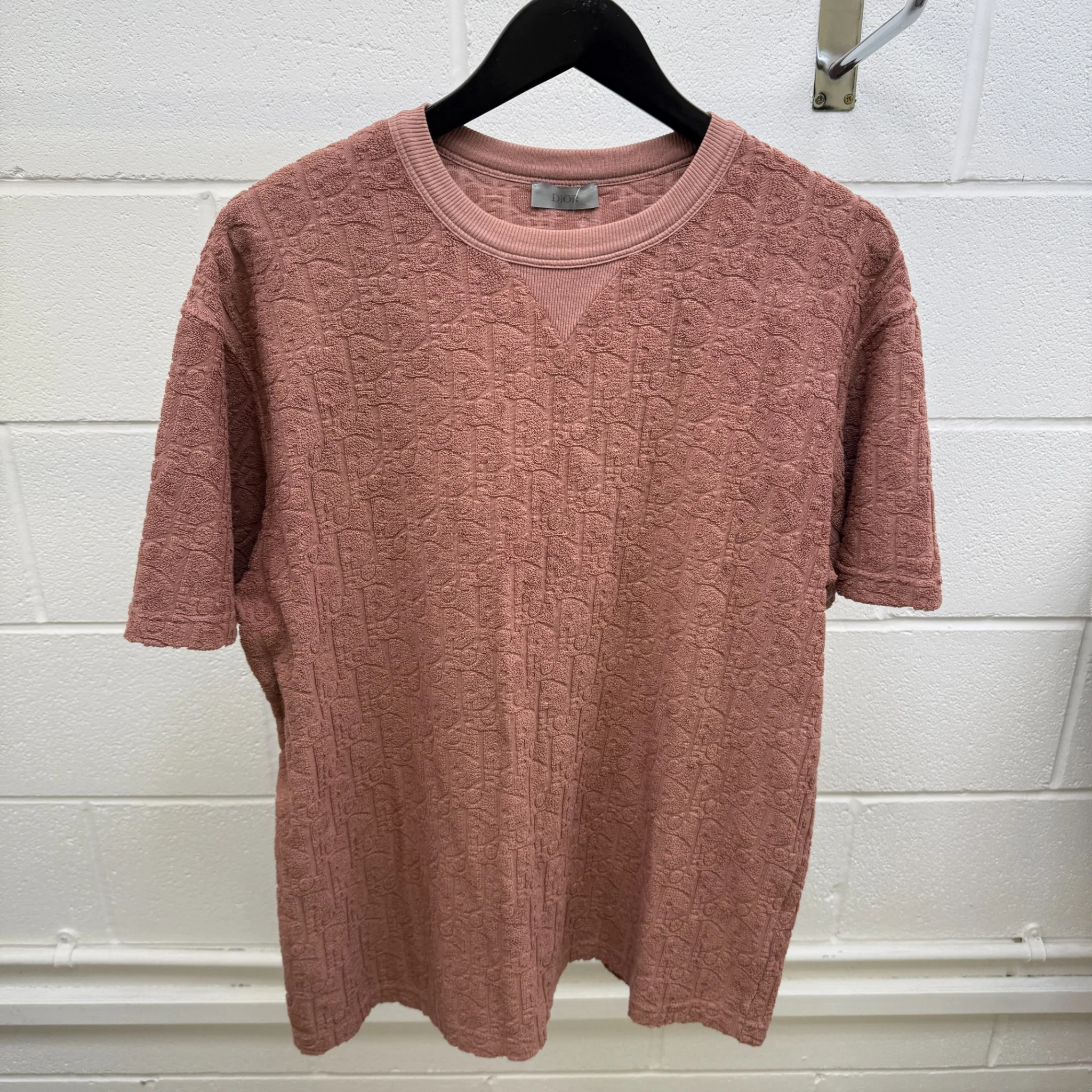 Men's Oblique Towelling T-Shirt Pink Size M - Image 7