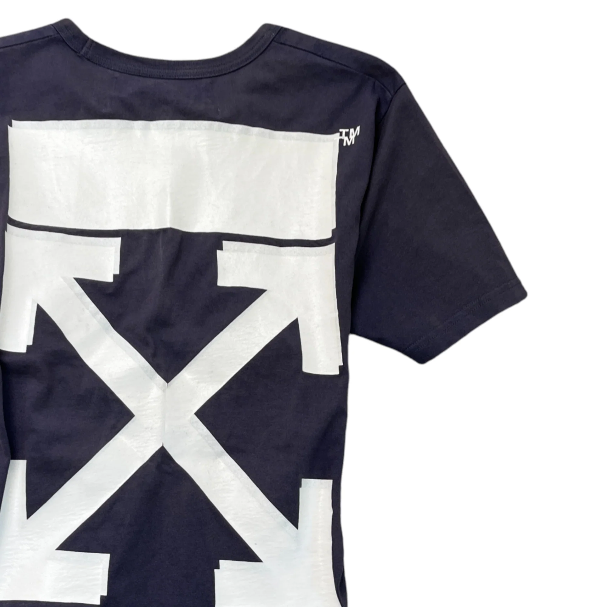 Men's Off White X Champion Logo T-Shirt Navy Size XS - Image 4