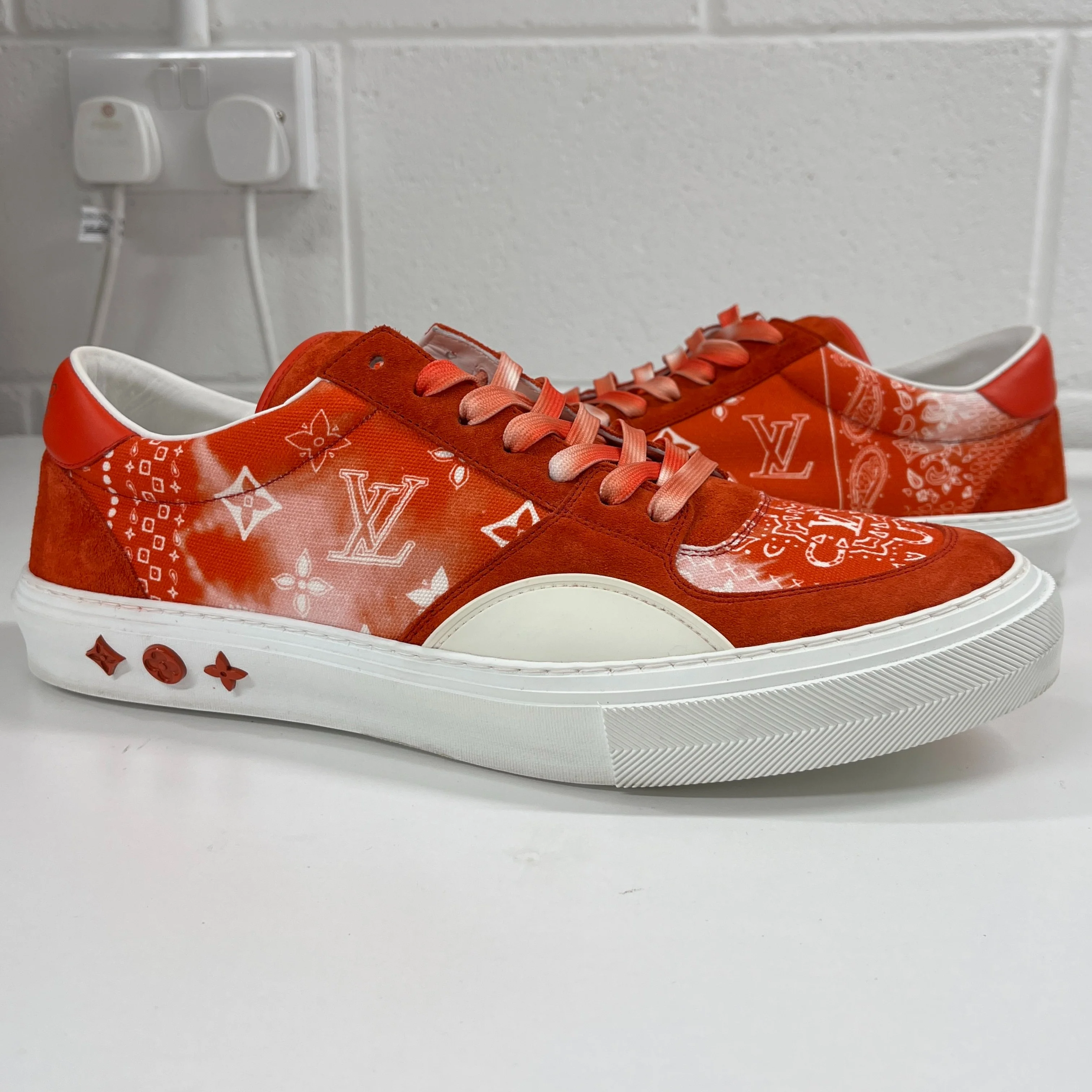 Men's Ollie Bandana Print Low Trainers Red Size EU 44 / UK 10 - Image 12