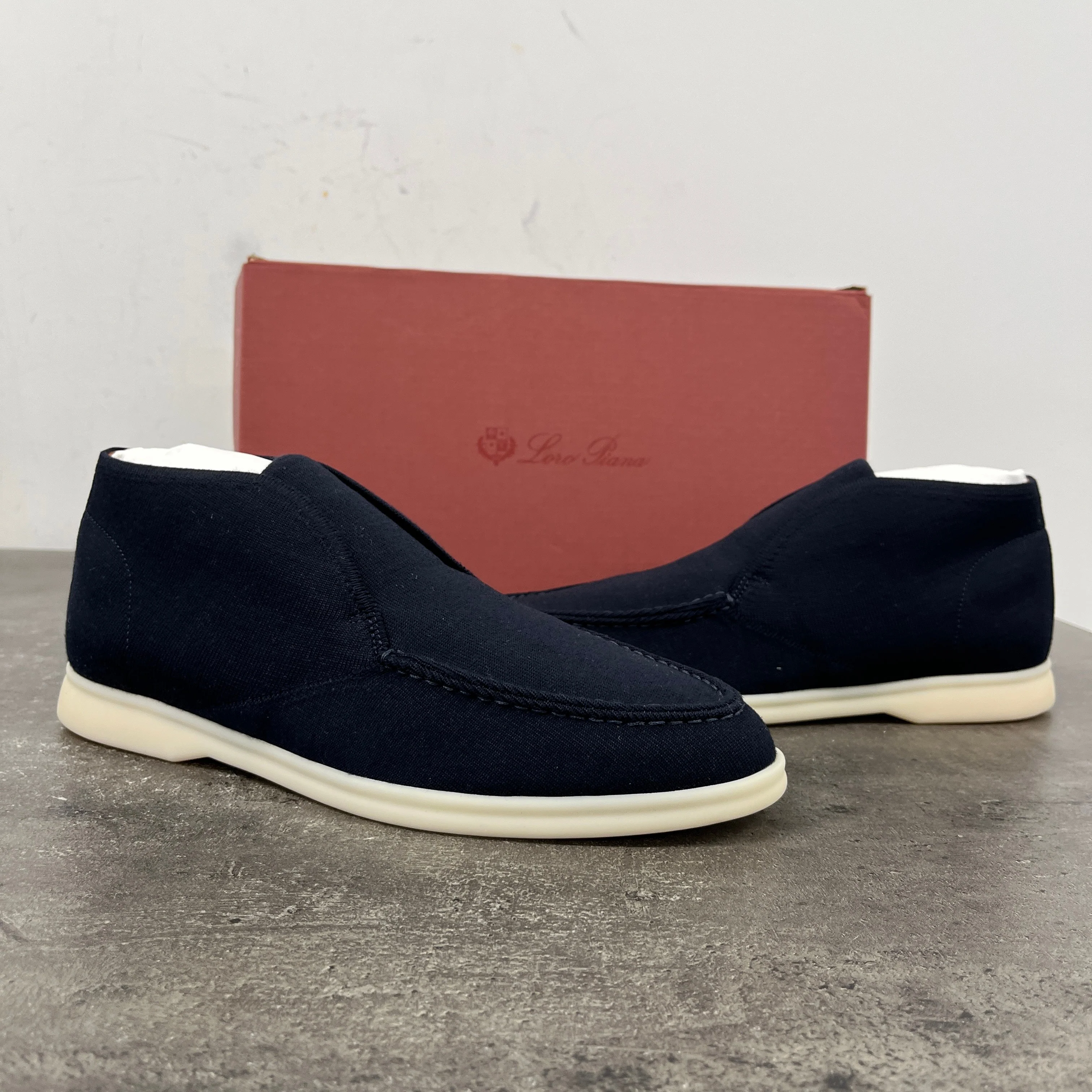 Men's Open Knitted Walk Ankle Loafers Navy Size EU 40 / UK 6 - Image 11