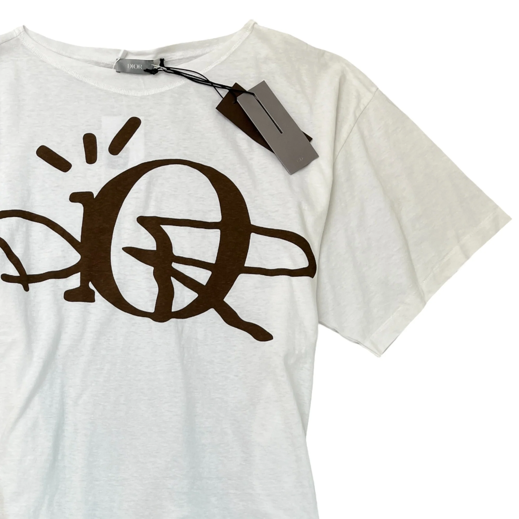 Men's Oversized Printed Logo T-Shirt White Size M - Image 3