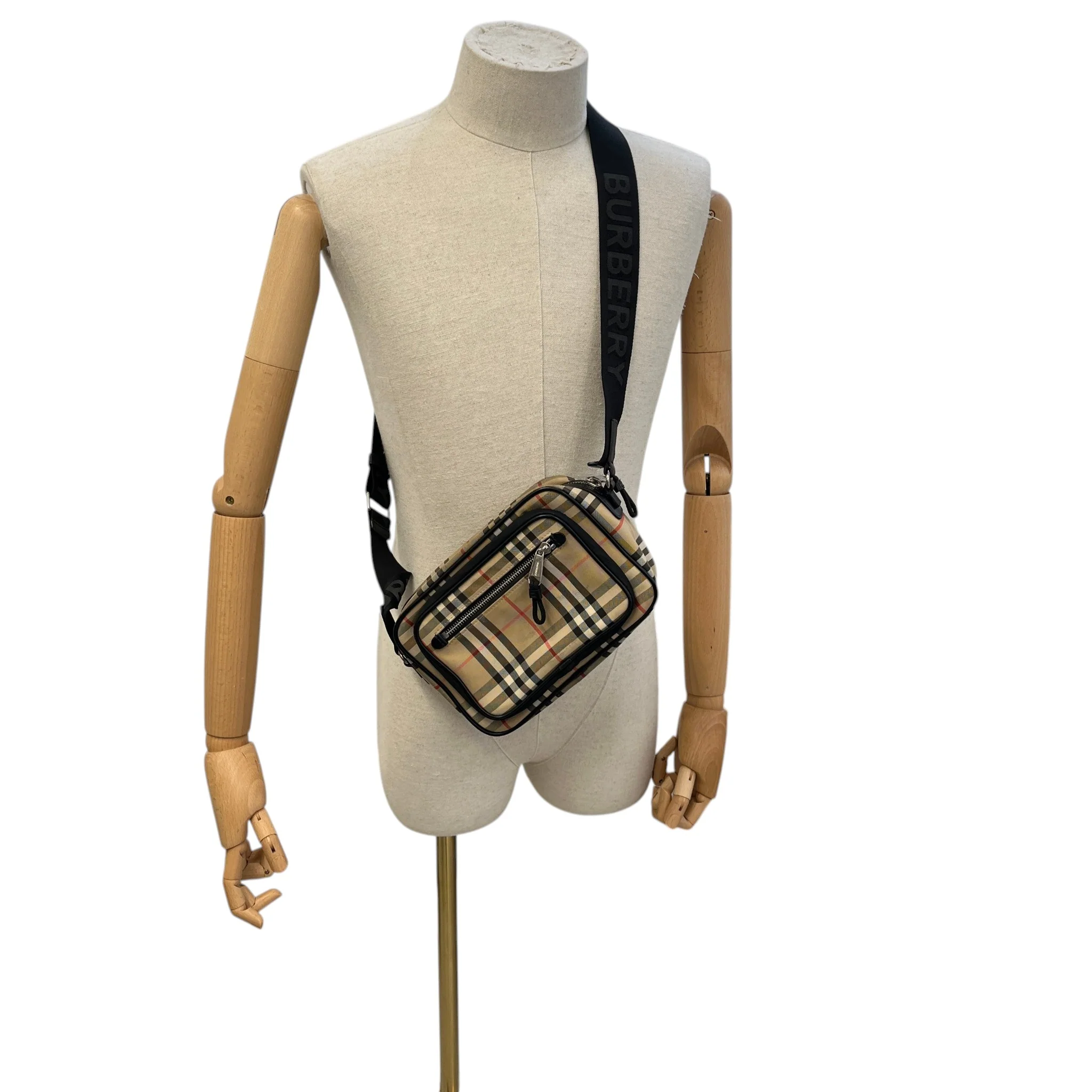 Men's Paddy Check Messenger Bag Beige - Image 2