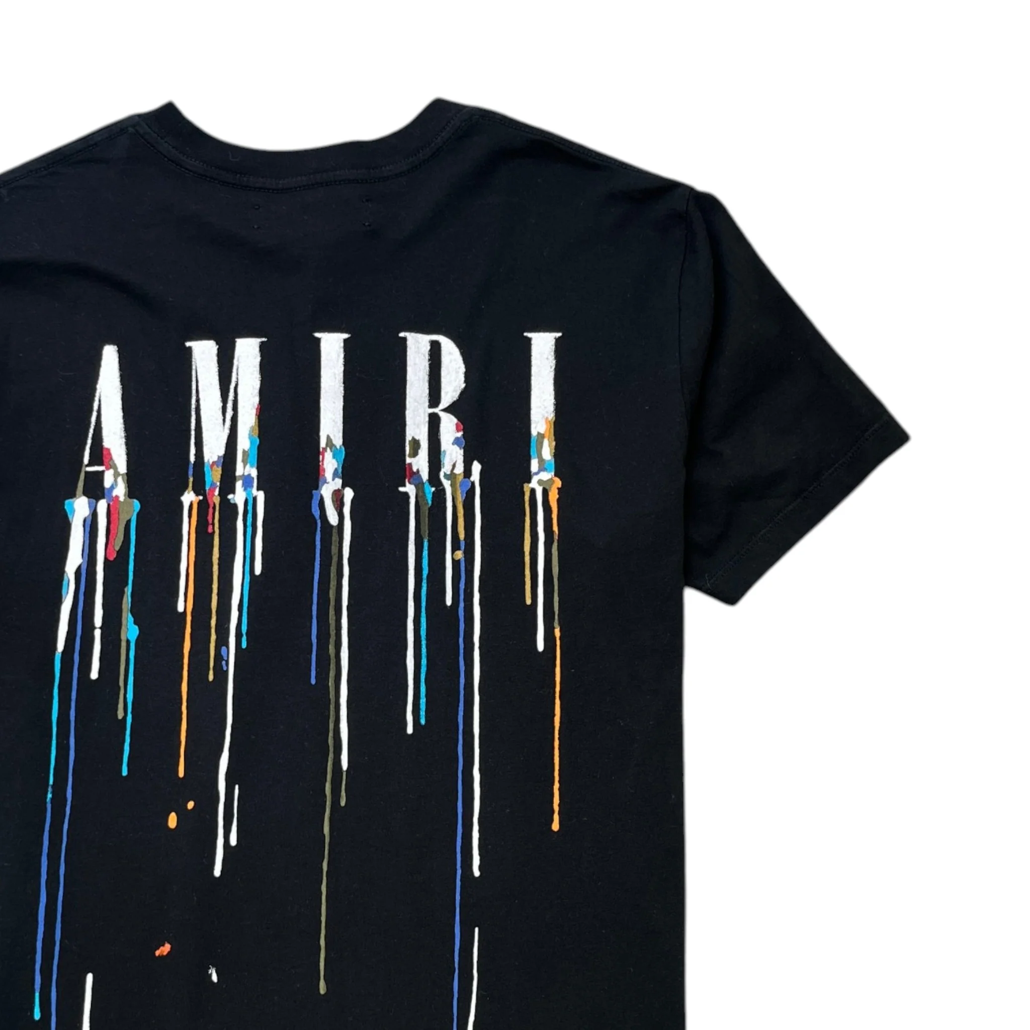 Men's Paint Drip Core Logo T-Shirt Black Size XS - Image 4