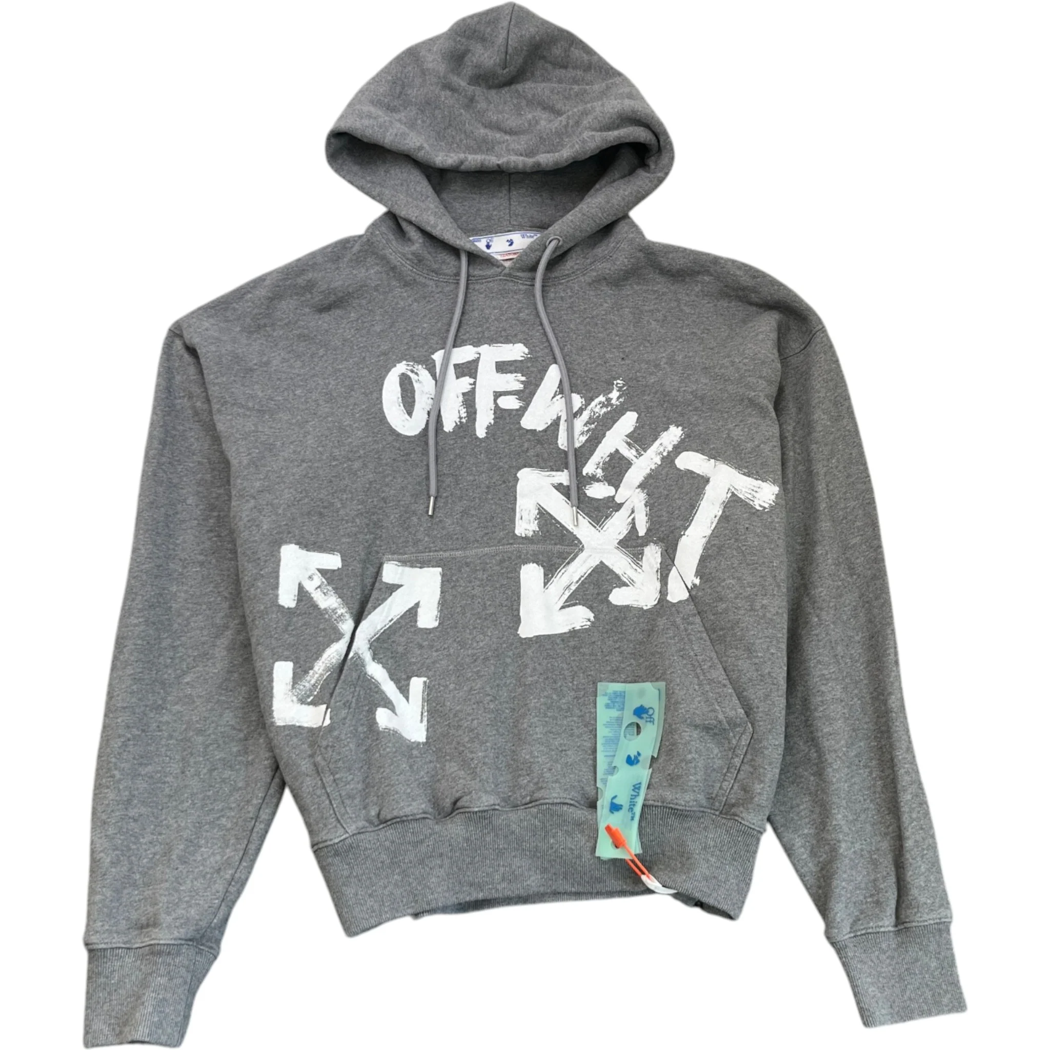 Men's Paint Script Skate Hoodie Grey Size S
