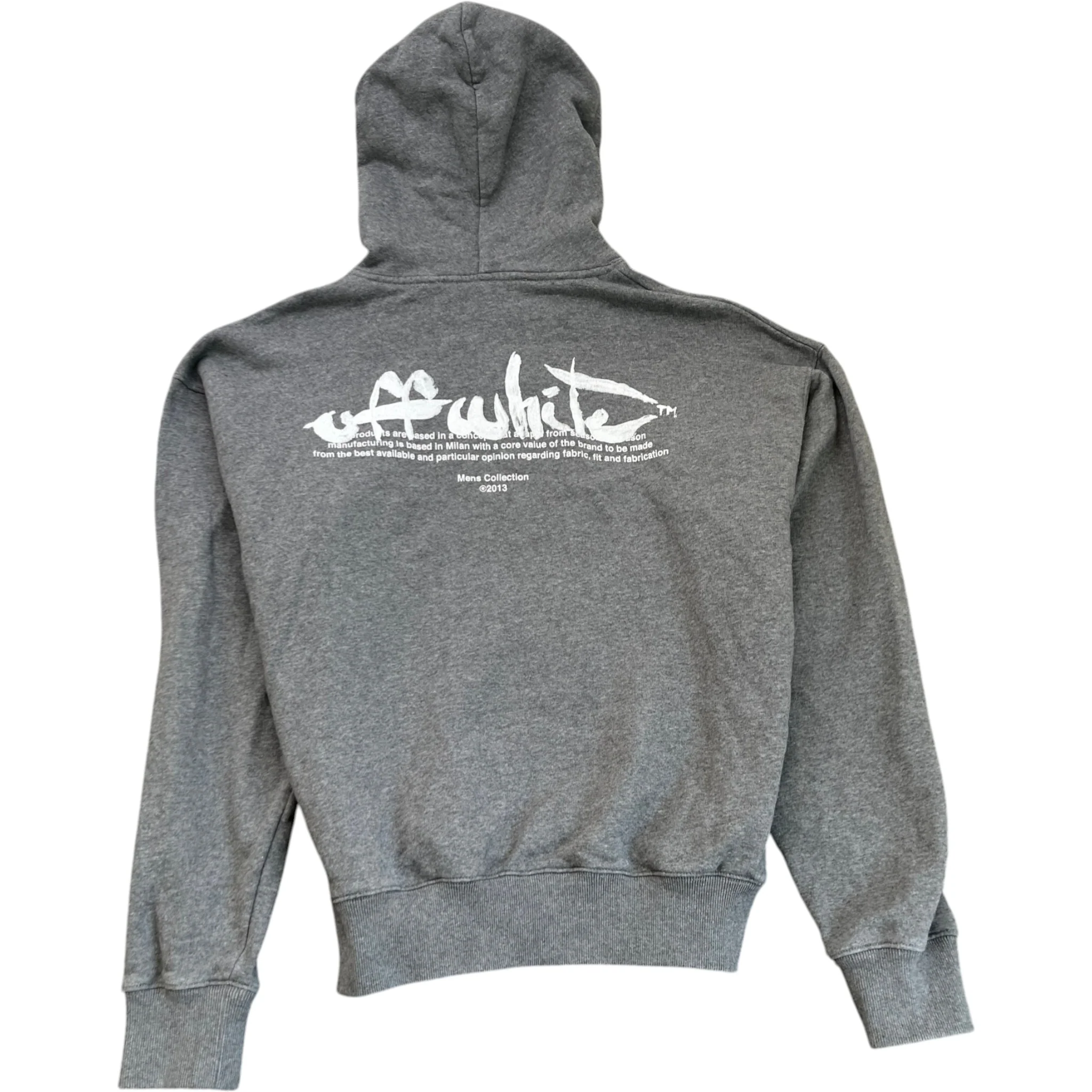 Men's Paint Script Skate Hoodie Grey Size S - Image 2