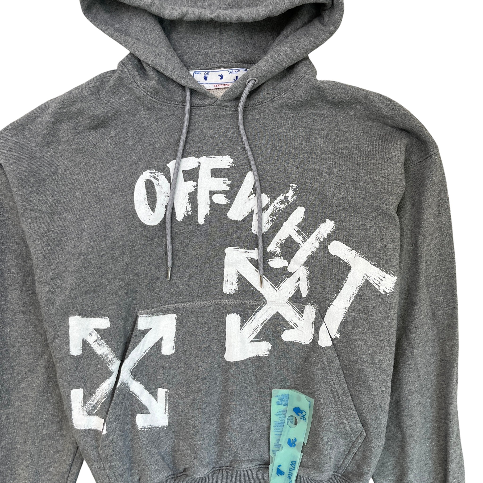 Men's Paint Script Skate Hoodie Grey Size S - Image 5