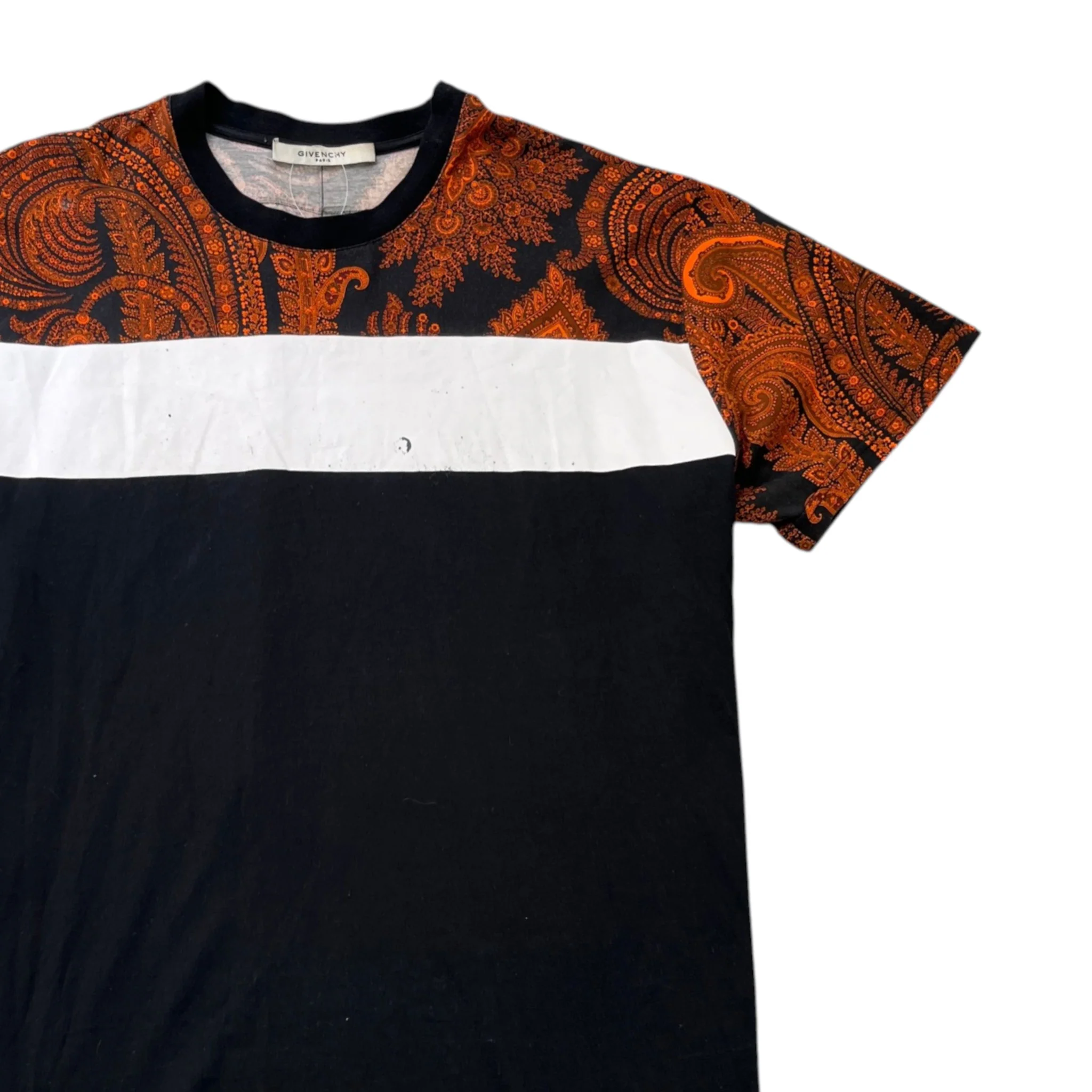 Men's Paisley Print T-Shirt Black Size M - Image 3