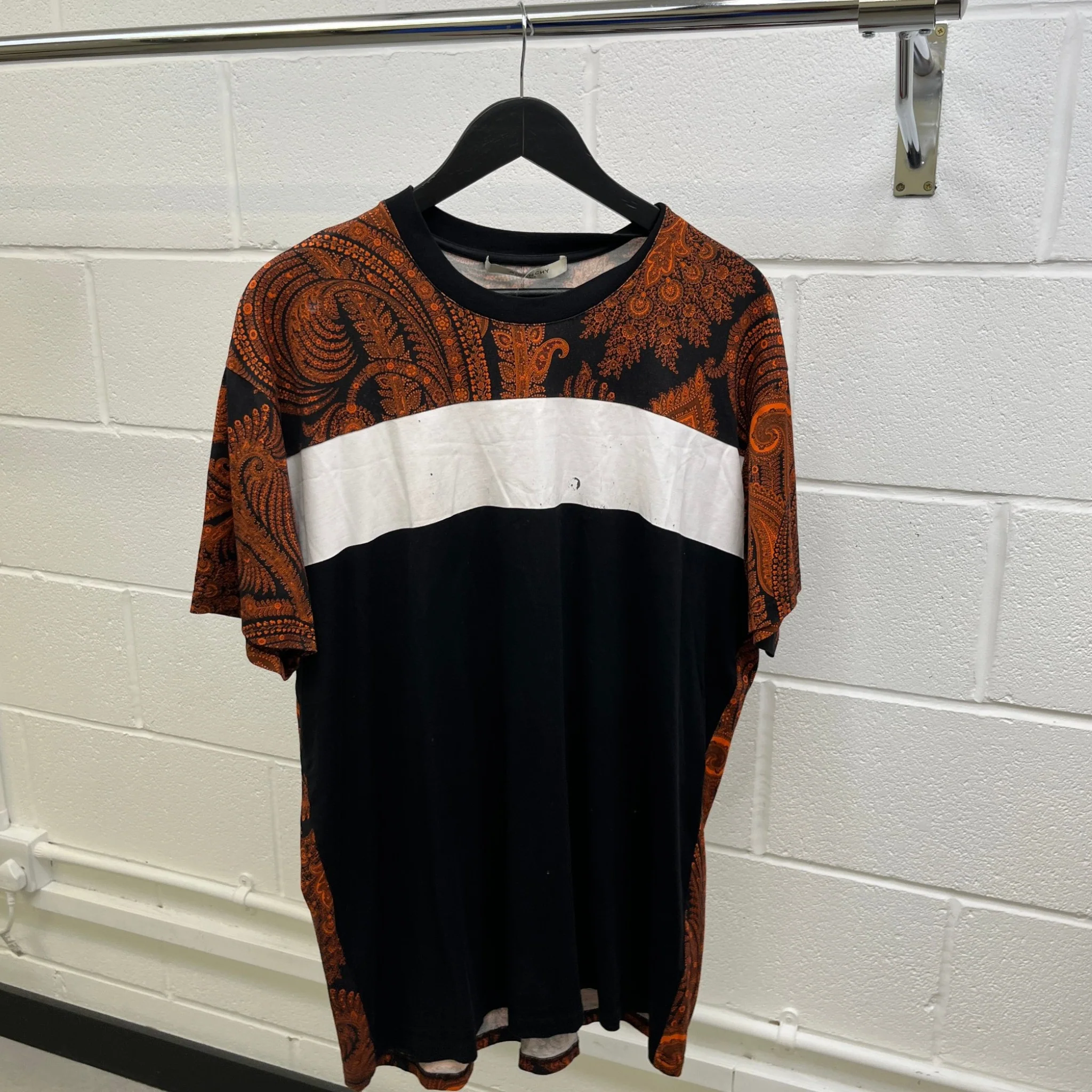 Men's Paisley Print T-Shirt Black Size M - Image 8