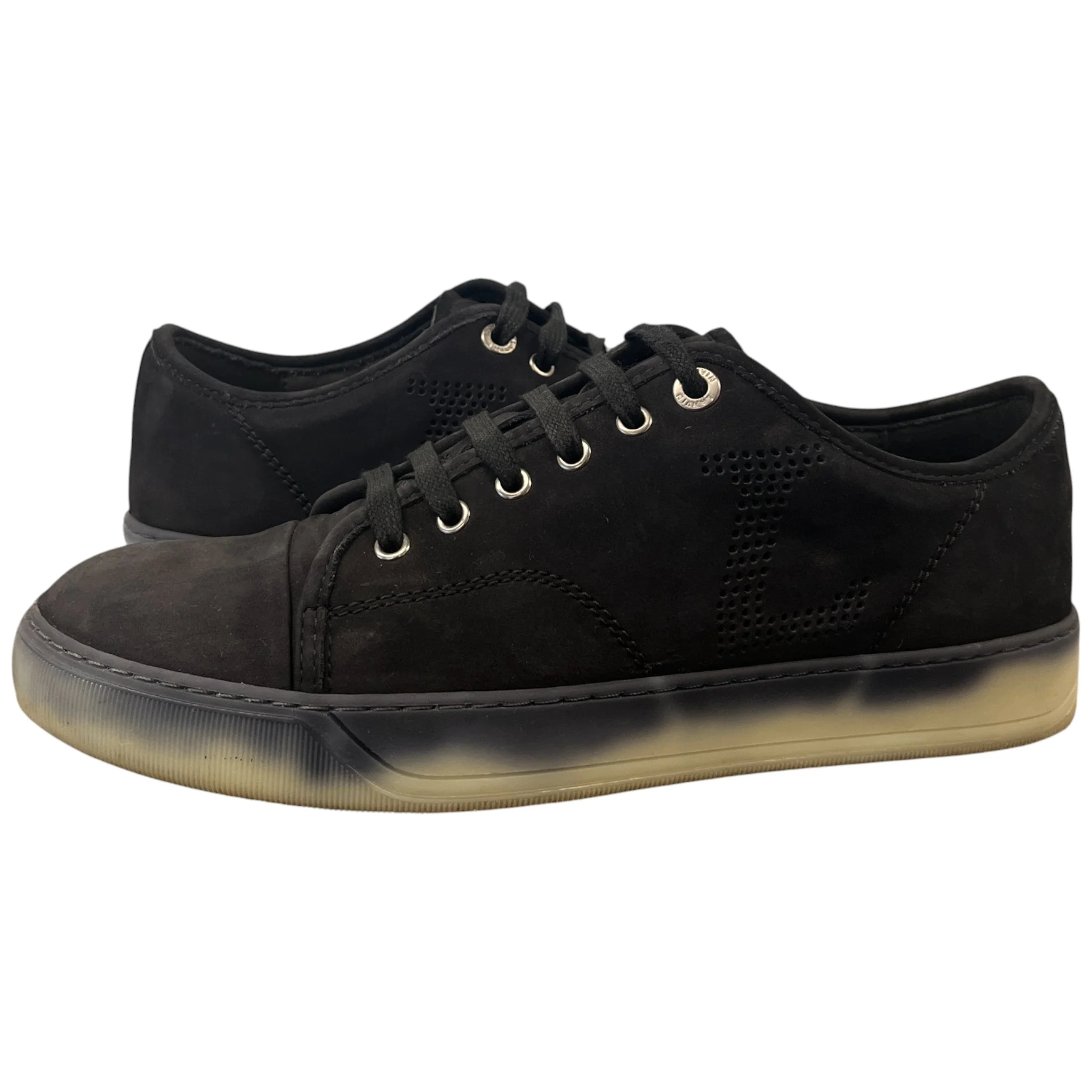 Men's Perforated Low Trainers Black Size EU 40 / UK 6 - Image 3