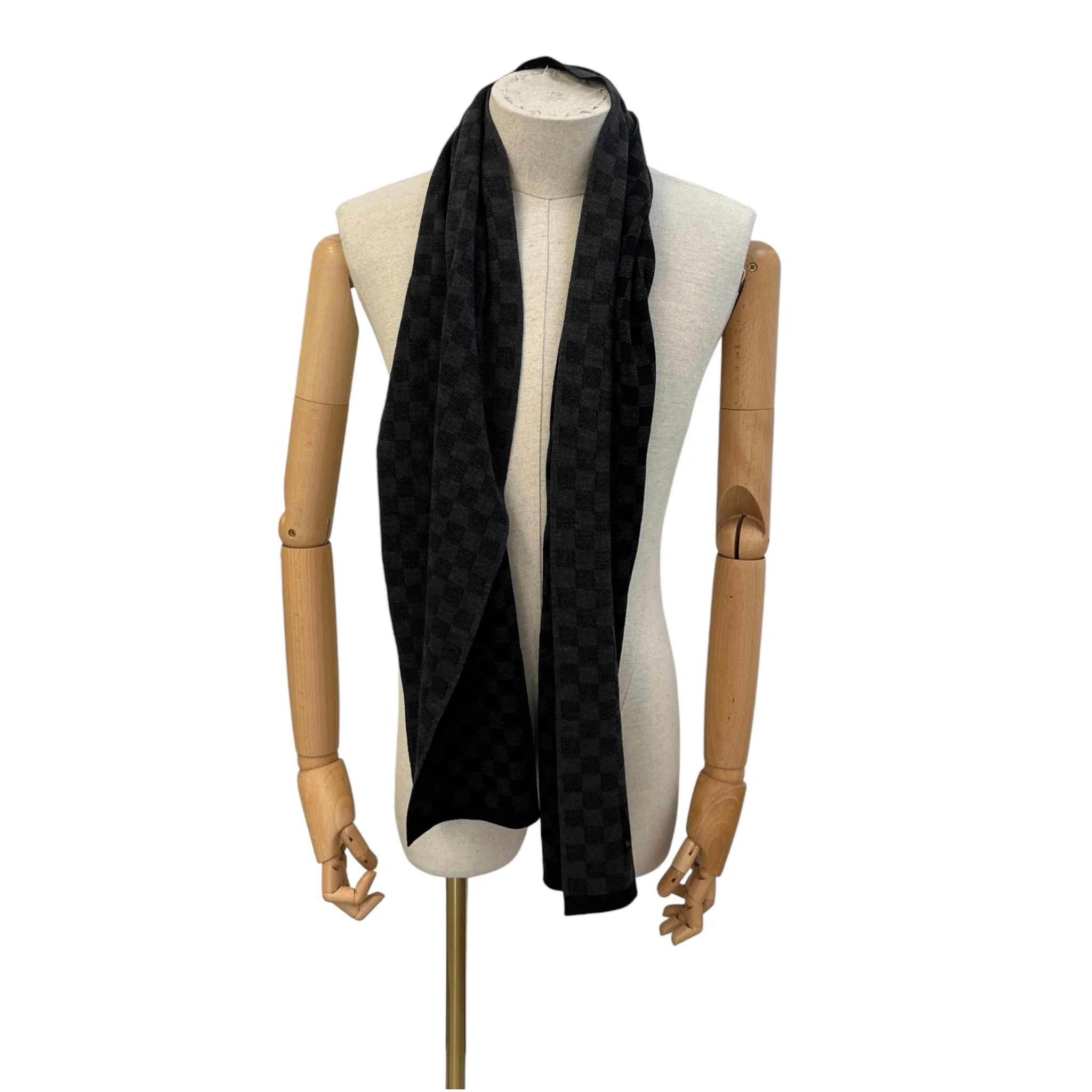 Men's Petit Damier Scarf Grey - Image 2