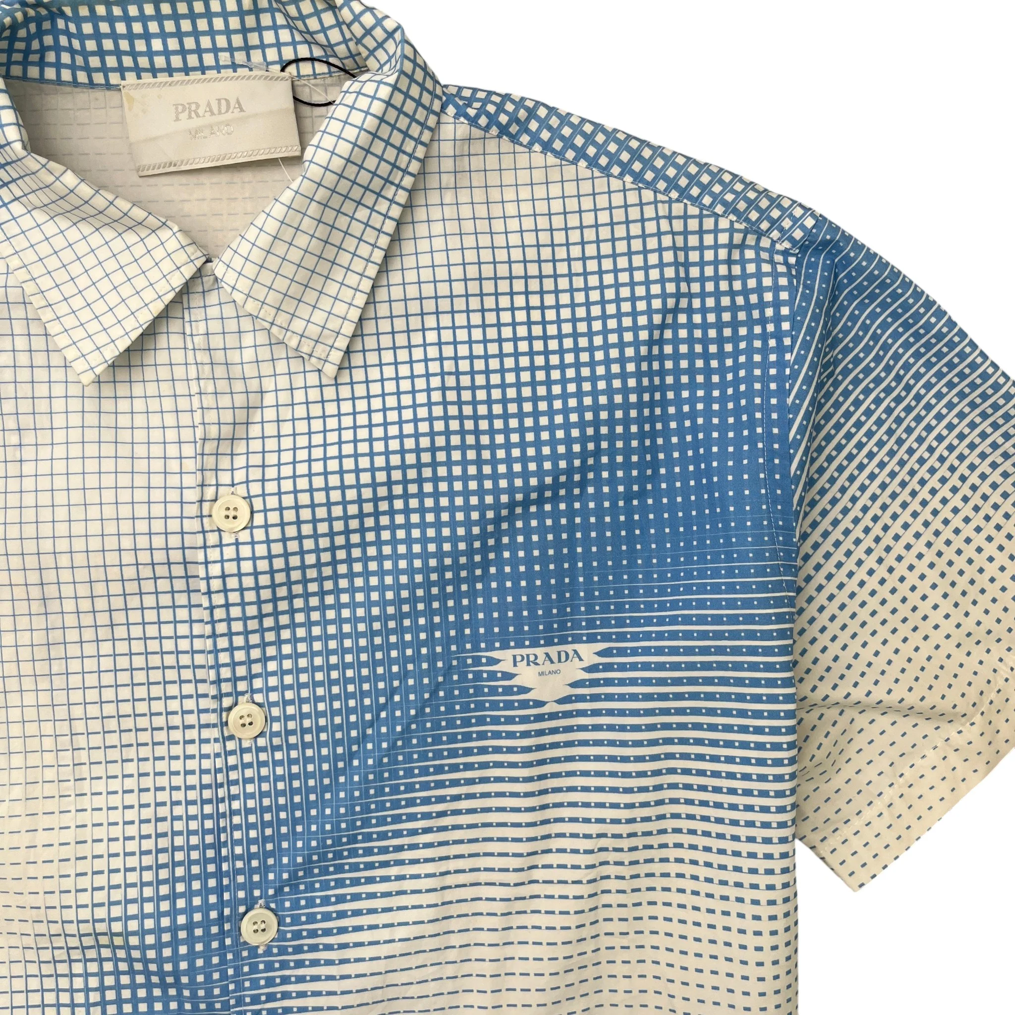 Men's Pixel Triangle Logo Short Sleeve Shirt Blue Size XL - Image 5