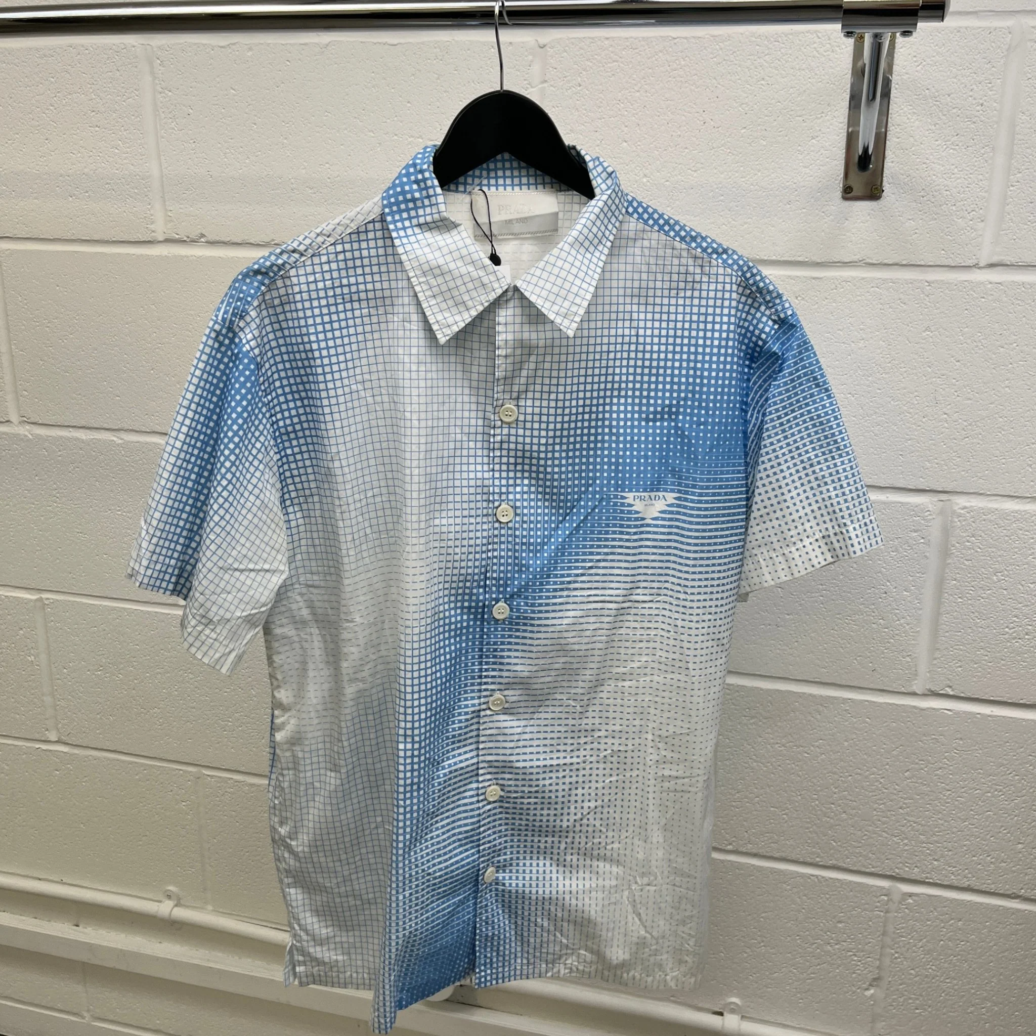 Men's Pixel Triangle Logo Short Sleeve Shirt Blue Size XL - Image 8