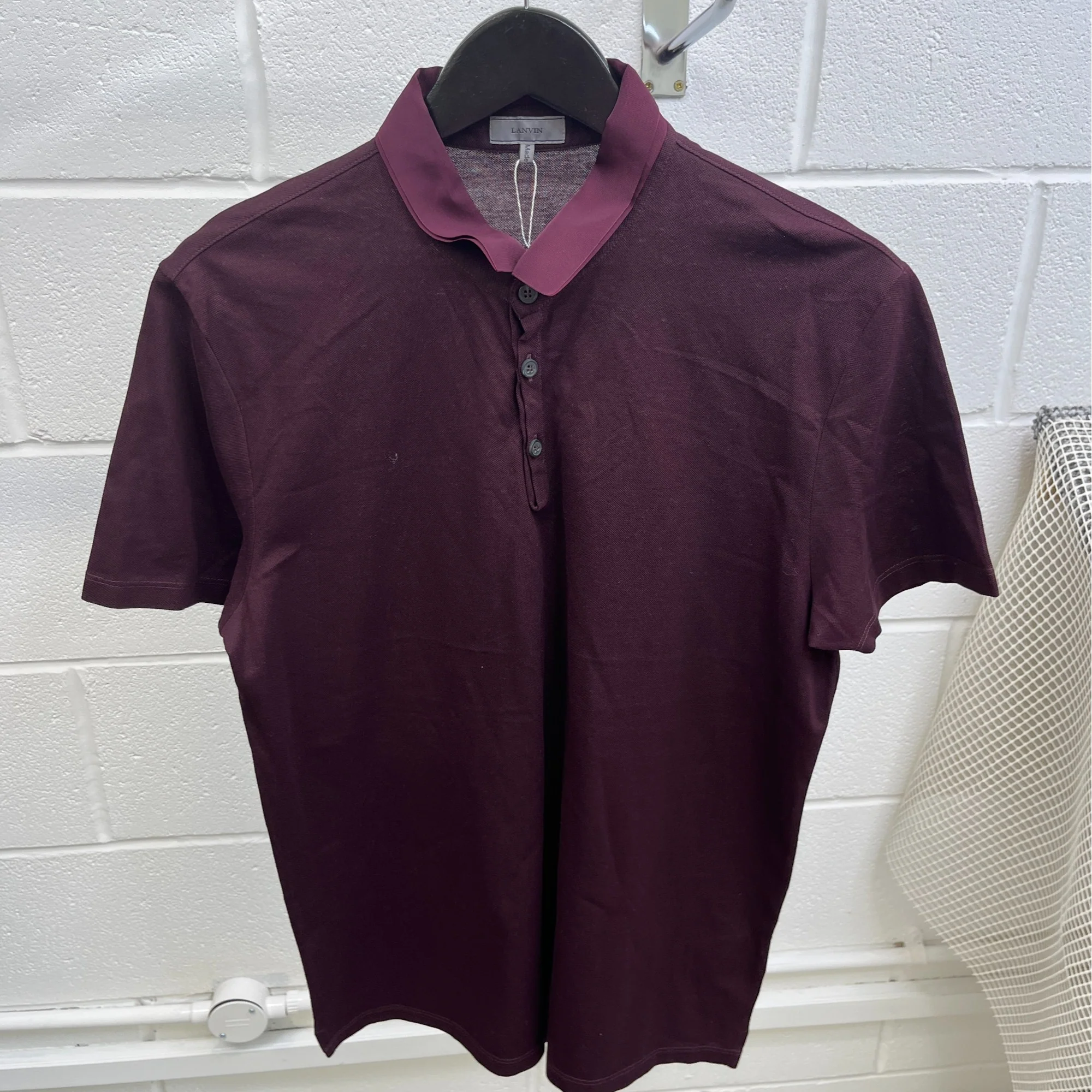 Men's Plain Polo Shirt Burgundy Size L - Image 8