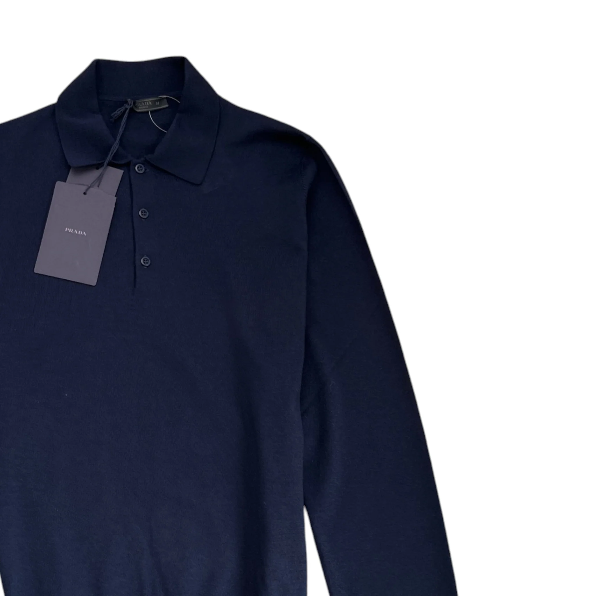 Men's Plain Wool Polo Shirt Navy Size IT 52 / UK XL - Image 3
