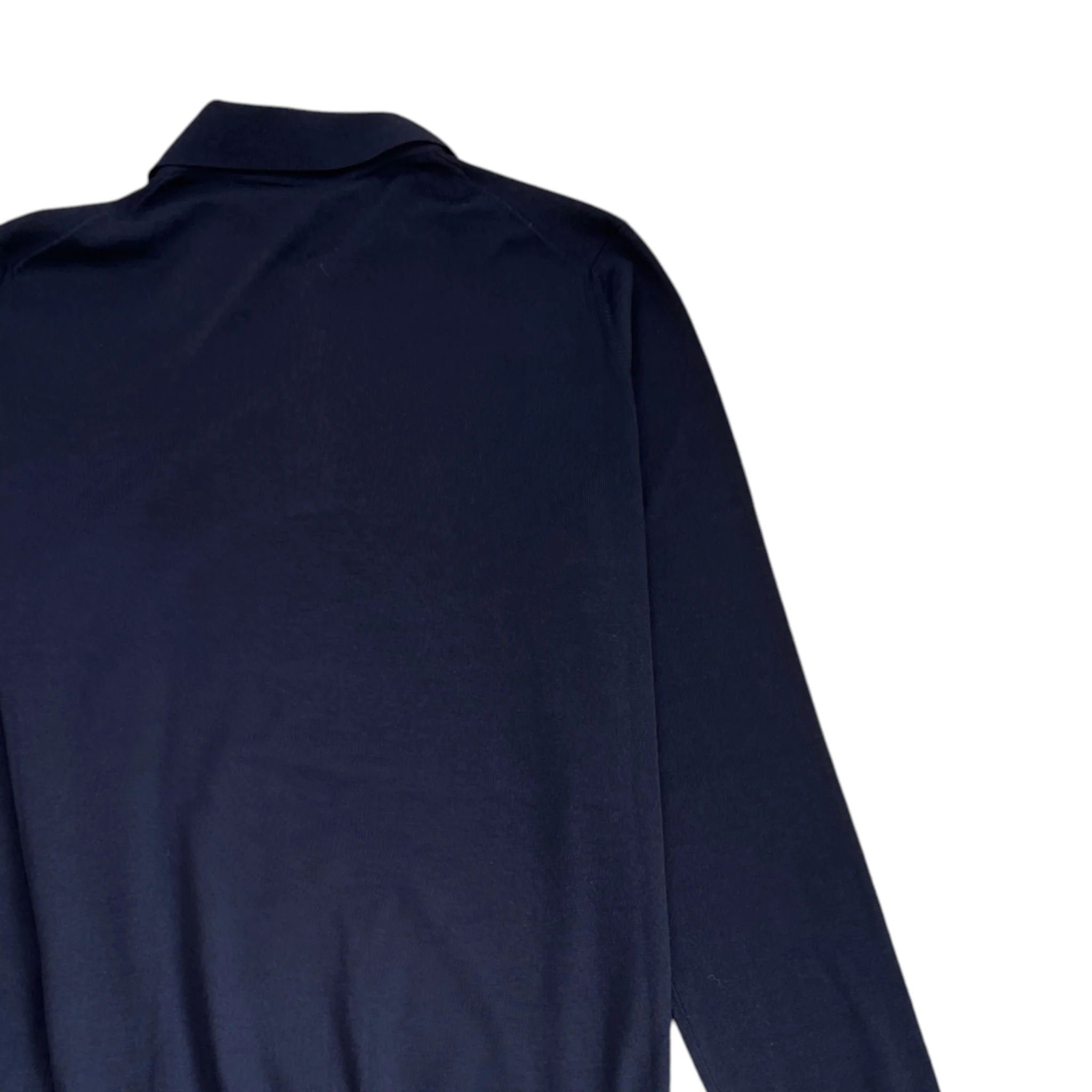Men's Plain Wool Polo Shirt Navy Size IT 52 / UK XL - Image 4