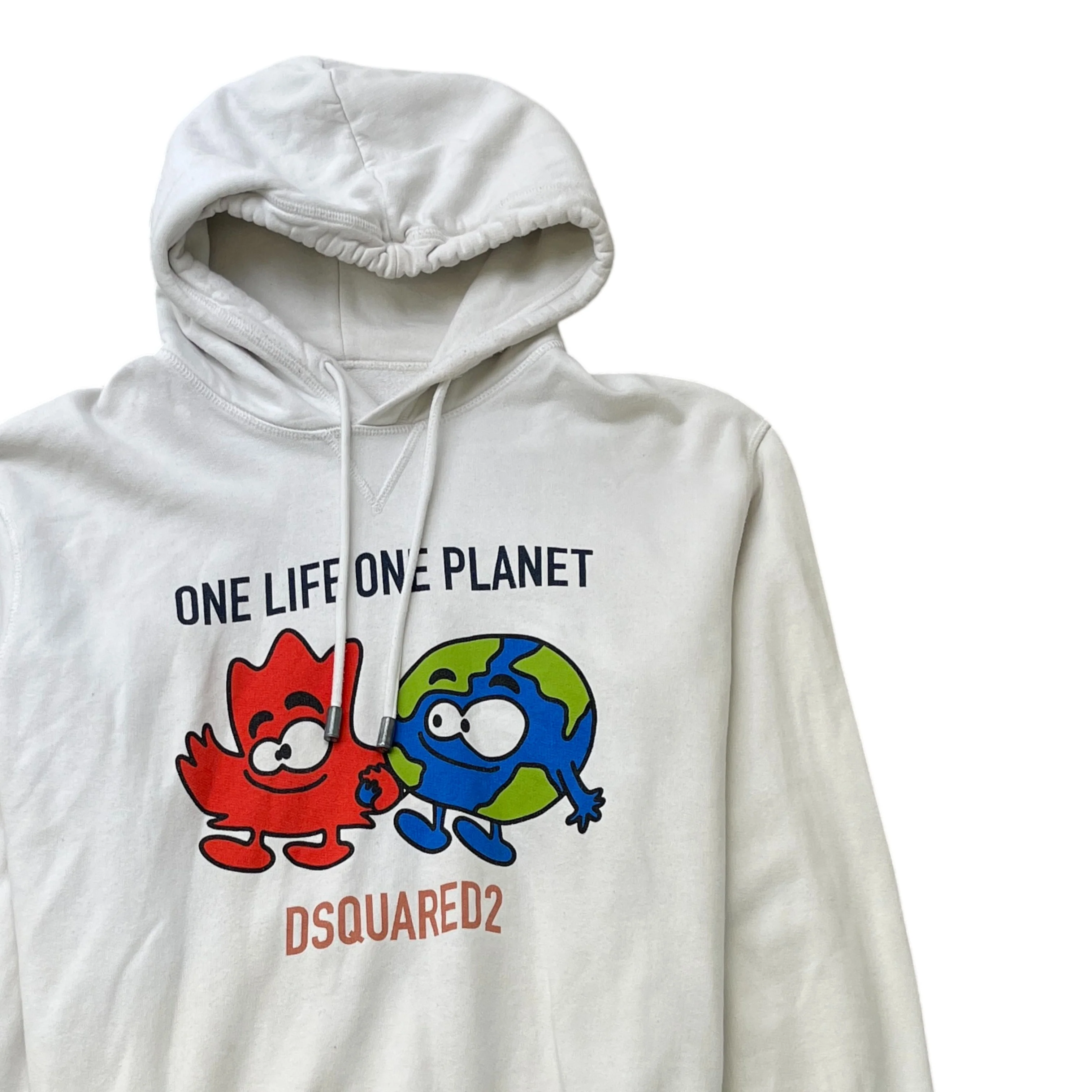 Men's Planet Logo Hoodie White Size L - Image 3