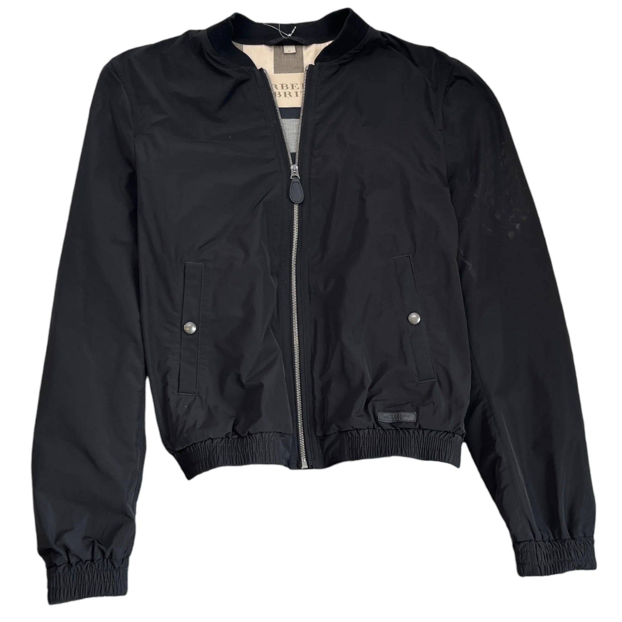 Men's Plaque Logo Bomber Jacket Black Size M