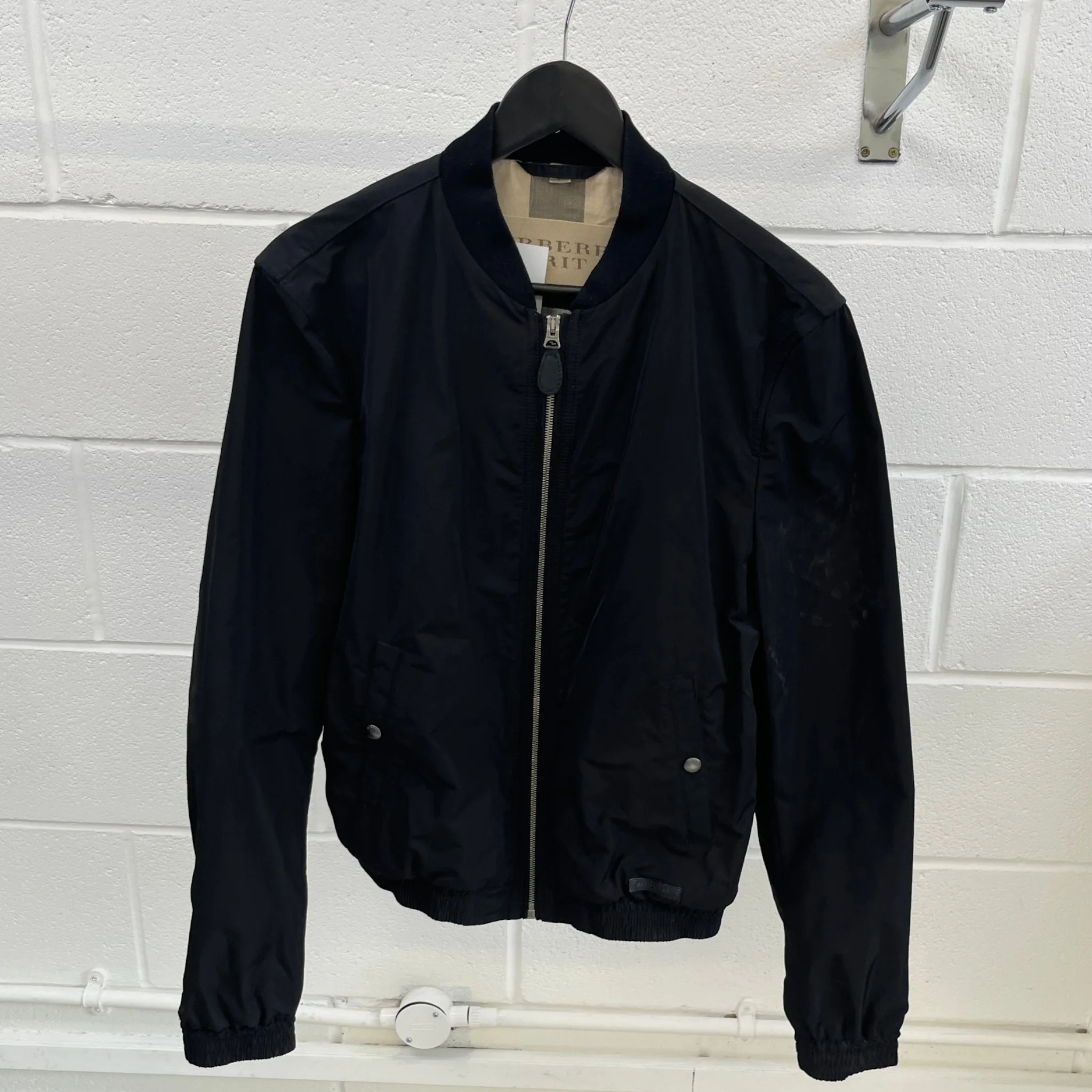 Men's Plaque Logo Bomber Jacket Black Size M - Image 8