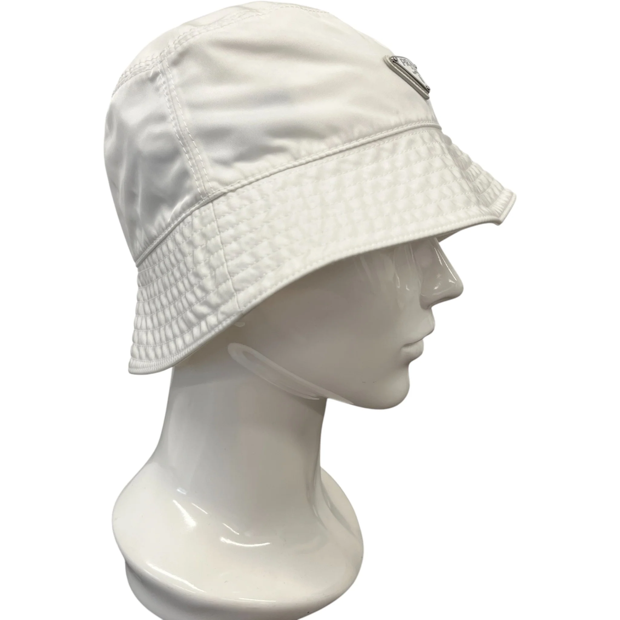 Men's Plaque Logo Bucket Hat White Size XXL - Image 3