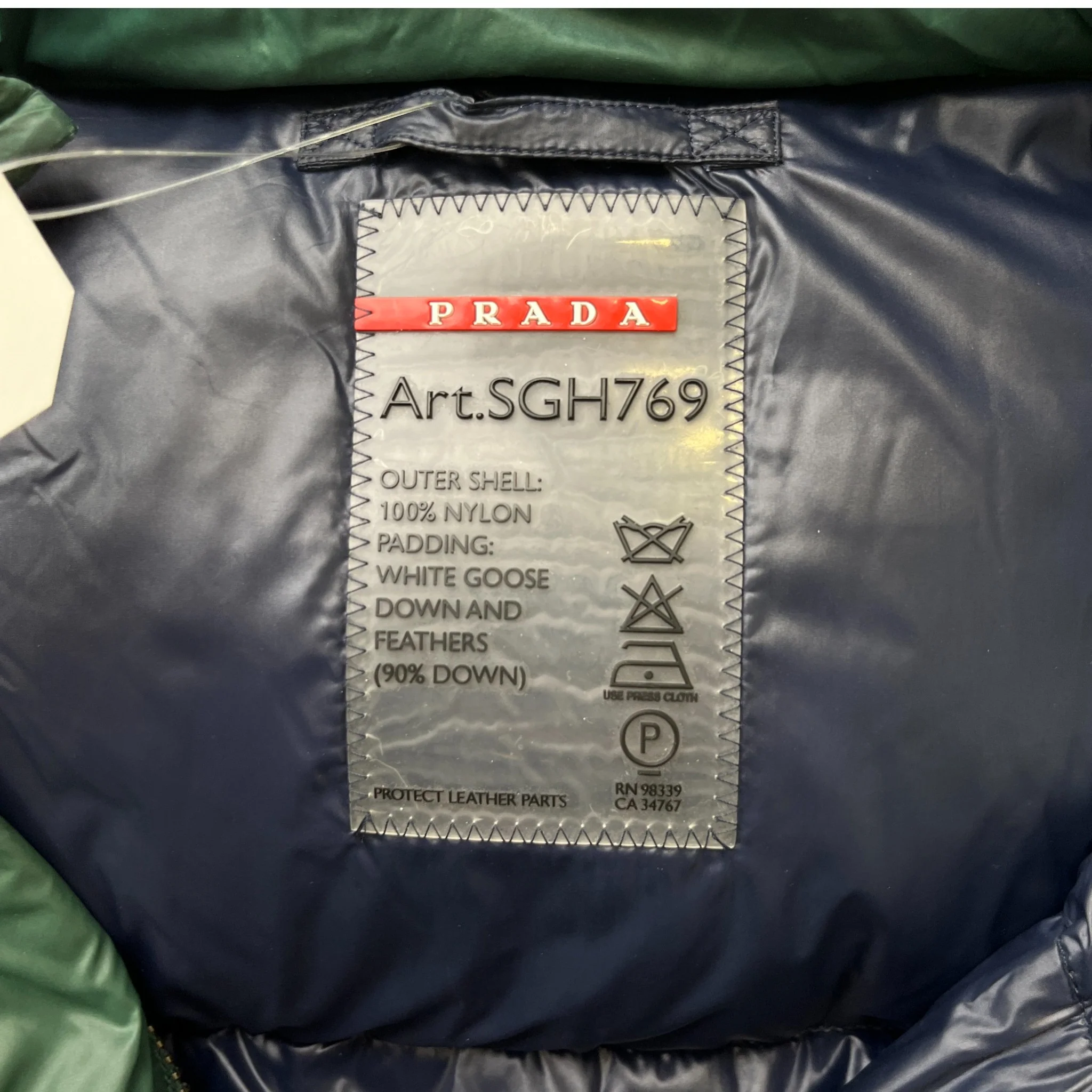Men's Plaque Logo Down Jacket Green Size IT 52 / XL - Image 7
