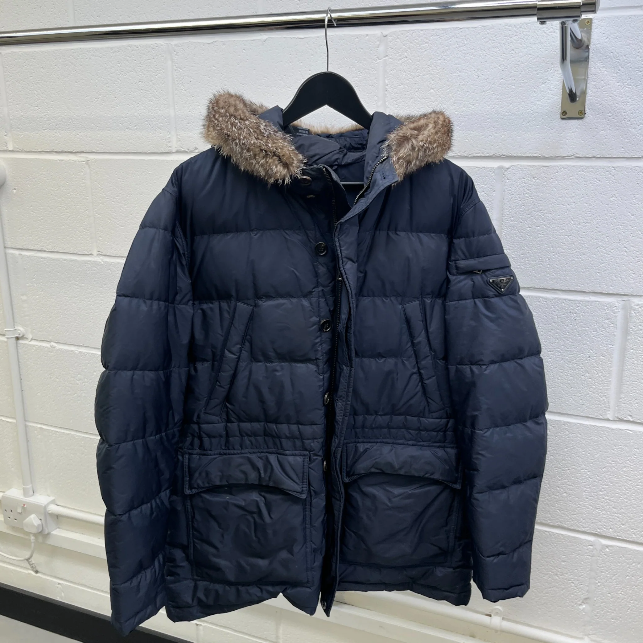 Men's Plaque Logo Down Jacket Navy Size IT 48 / M - Image 9