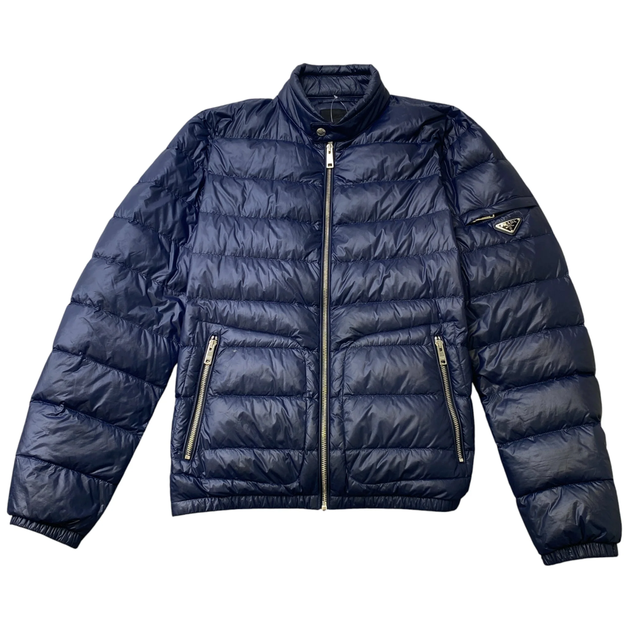 Men's Plaque Logo Down Jacket Navy Size IT 52 / XL