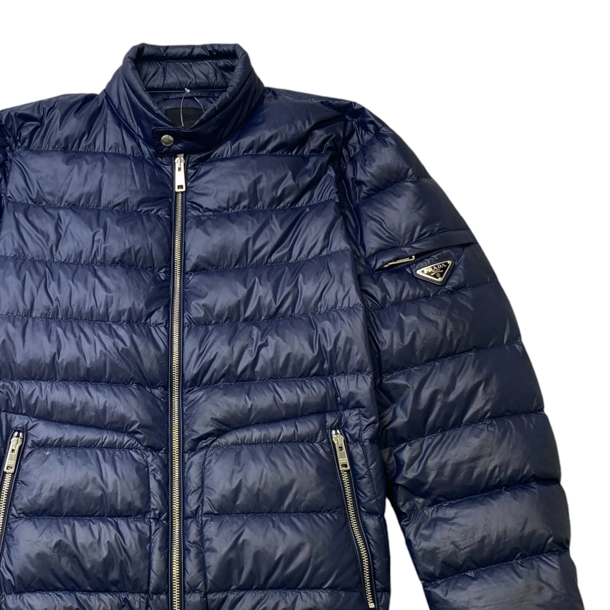 Men's Plaque Logo Down Jacket Navy Size IT 52 / XL - Image 3