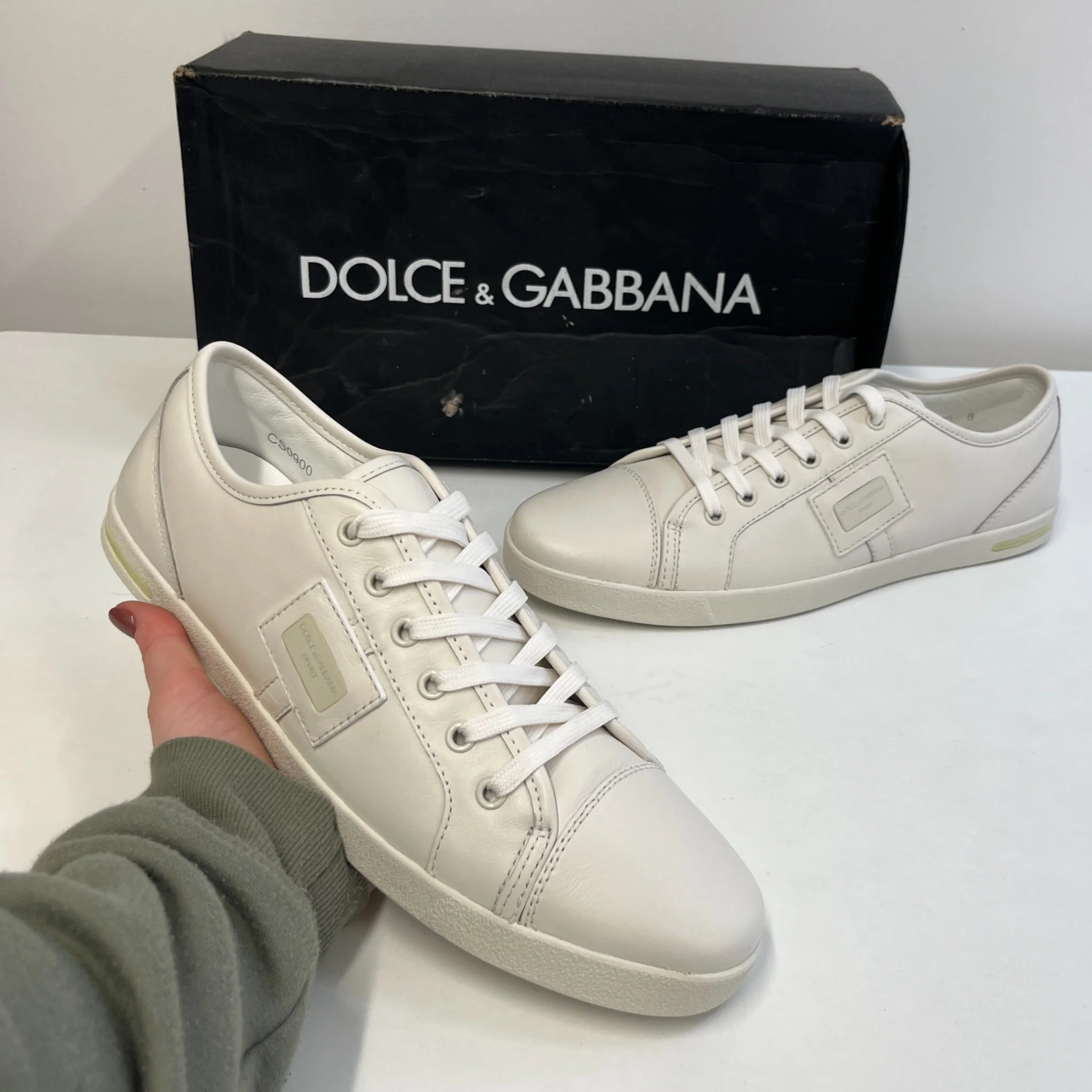 Men's Plaque Logo Low Trainers White Size EU 42 / UK 8 - Image 12