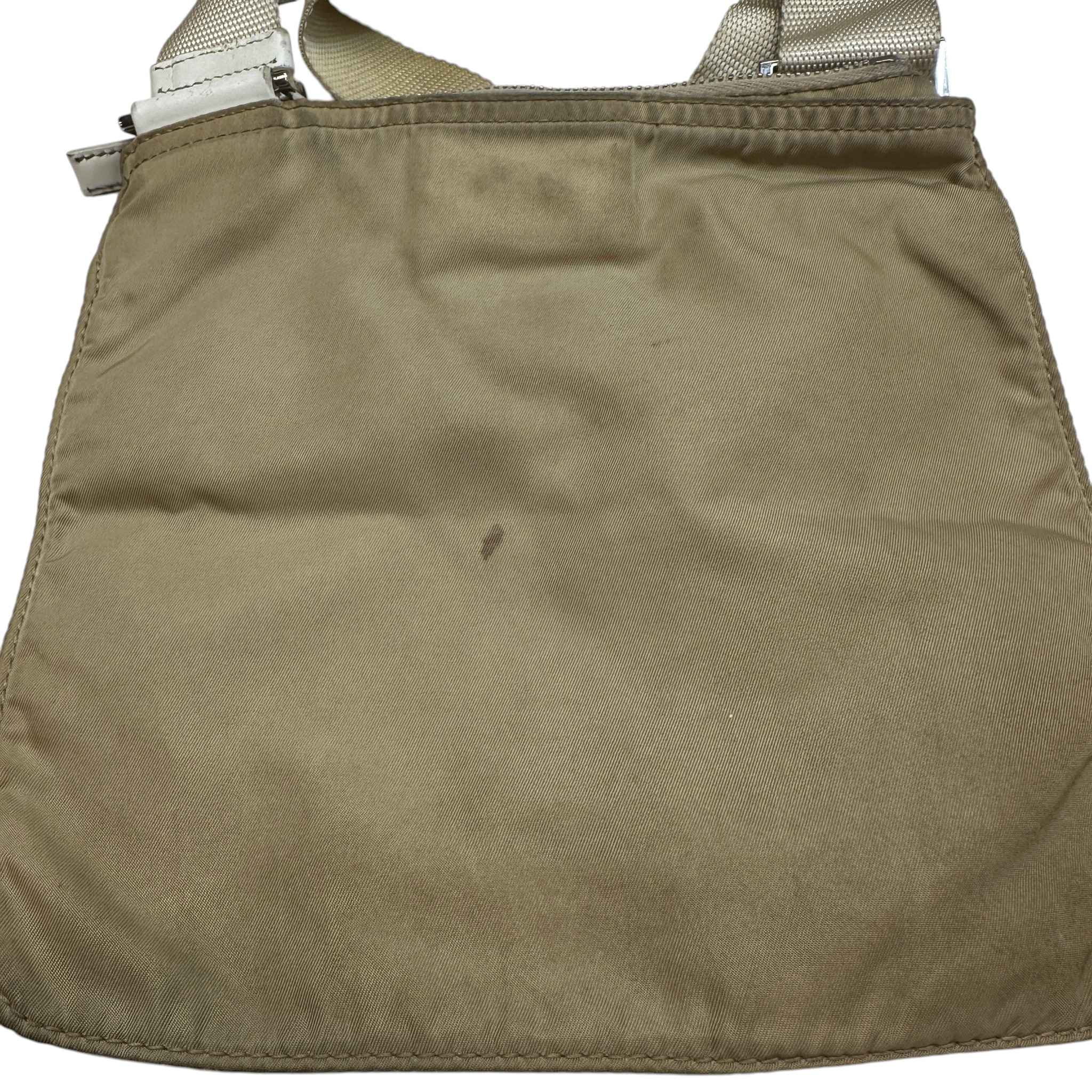 Men's Plaque Logo Messenger Bag Beige - Image 13