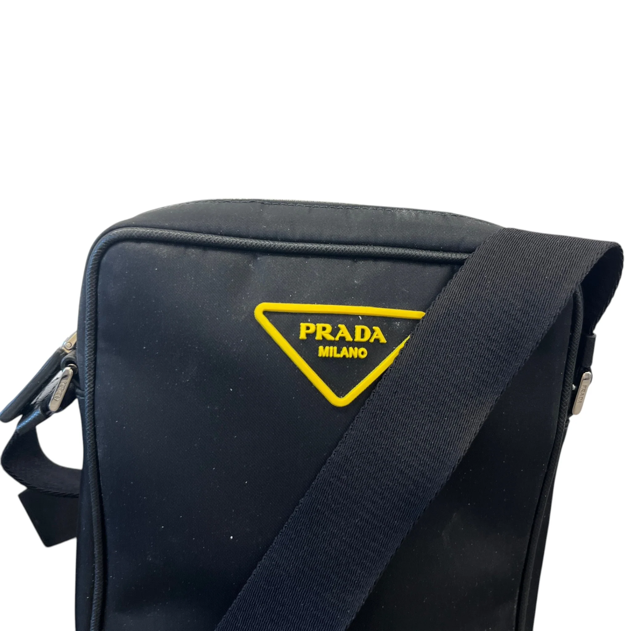 Men's Plaque Logo Messenger Bag Black - Image 11
