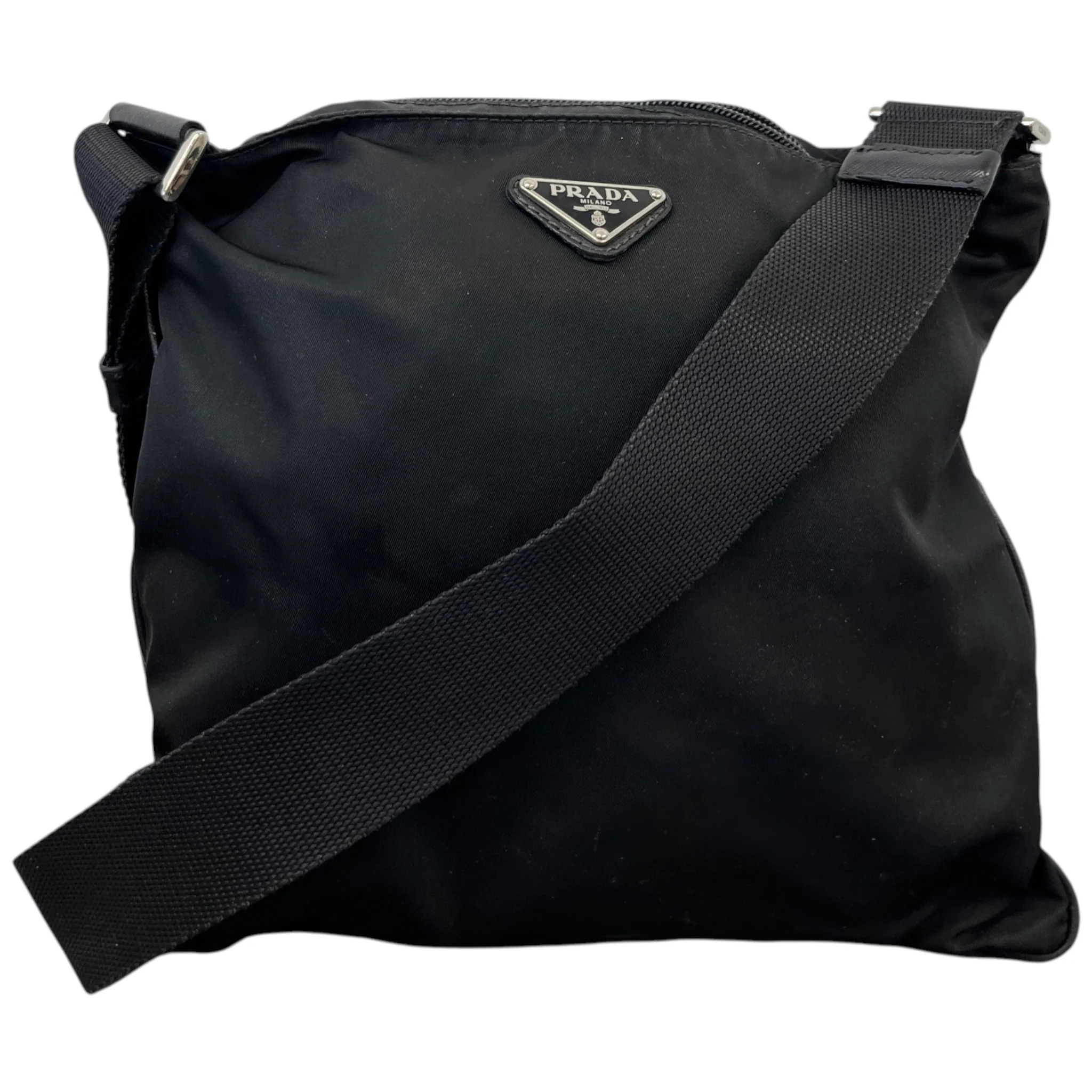 Men's Plaque Logo Messenger Bag Black
