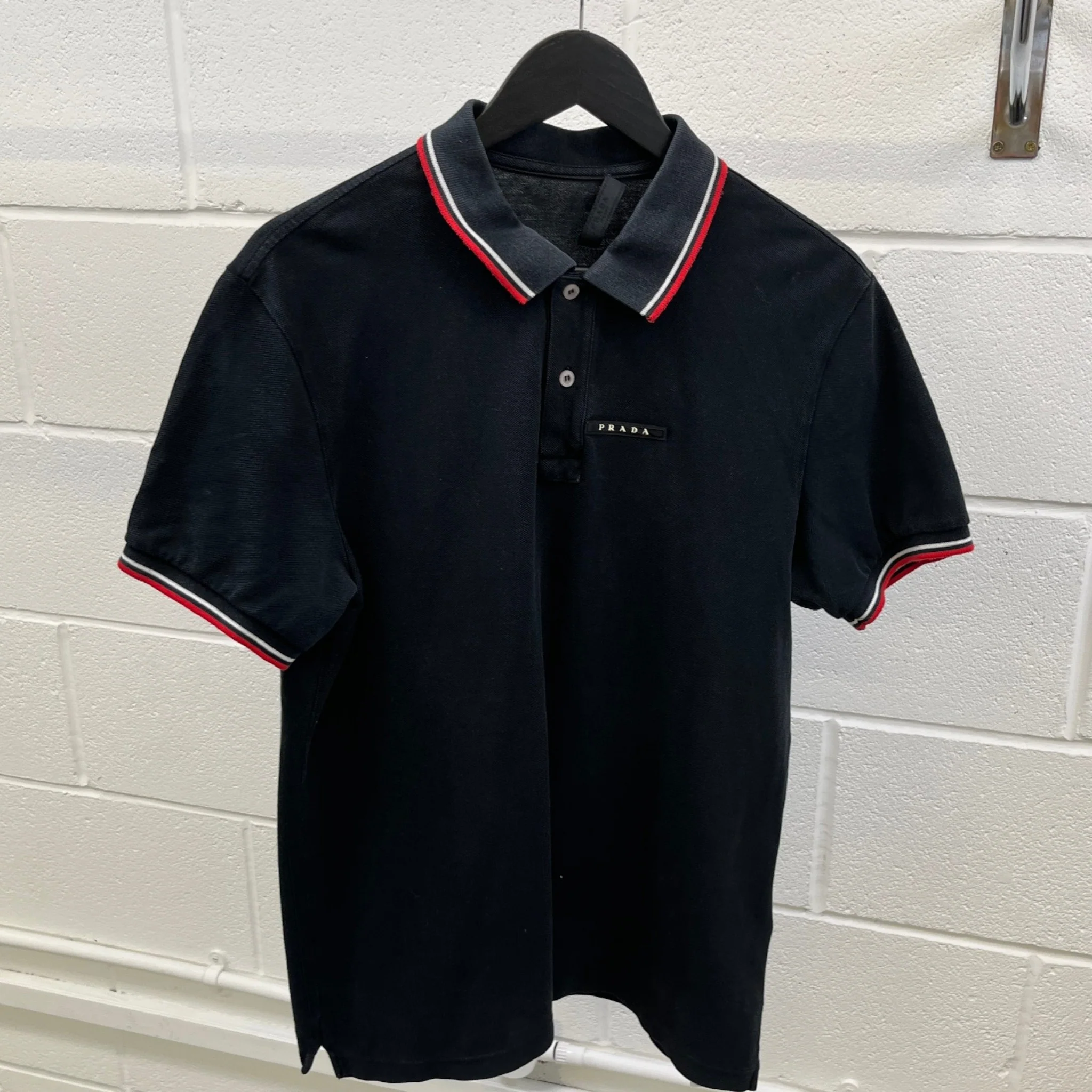 Men's Plaque Logo Polo Shirt Black Size XL - Image 8