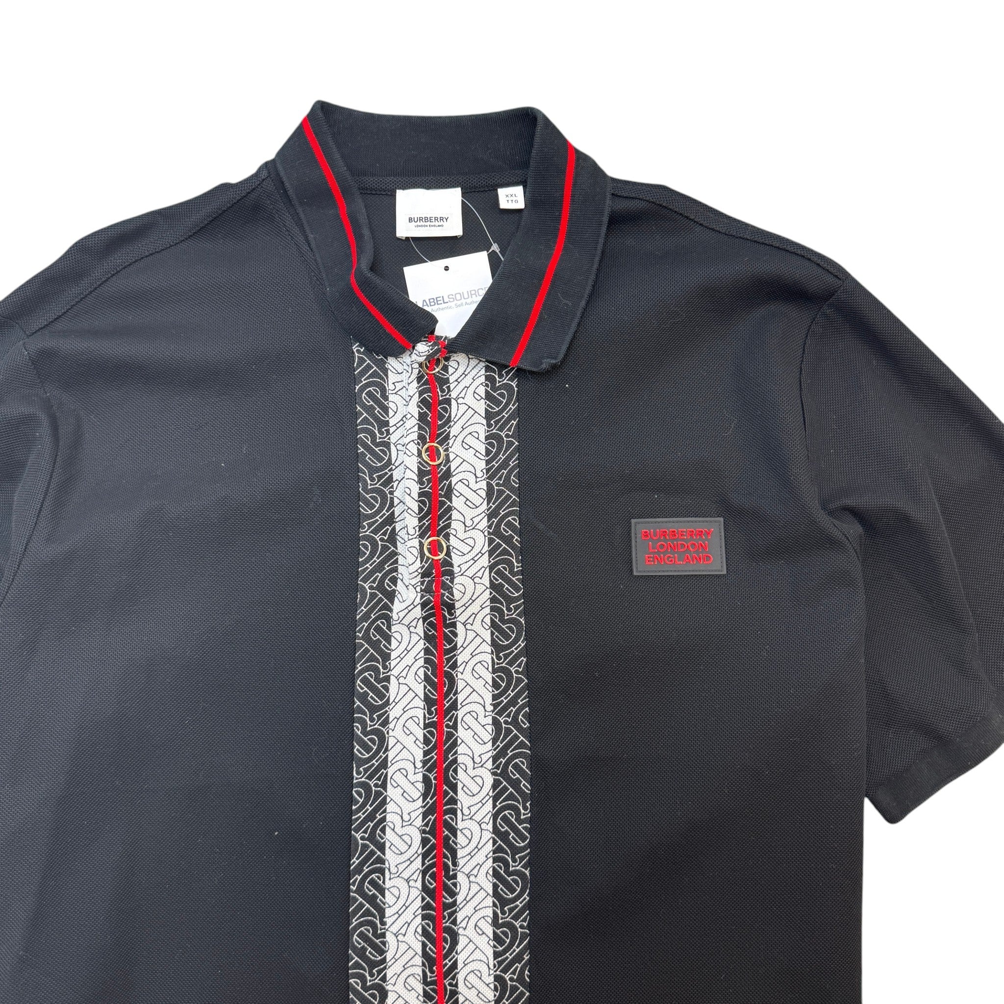 Men's Plaque Logo Polo Shirt Black Size XXL - Image 3