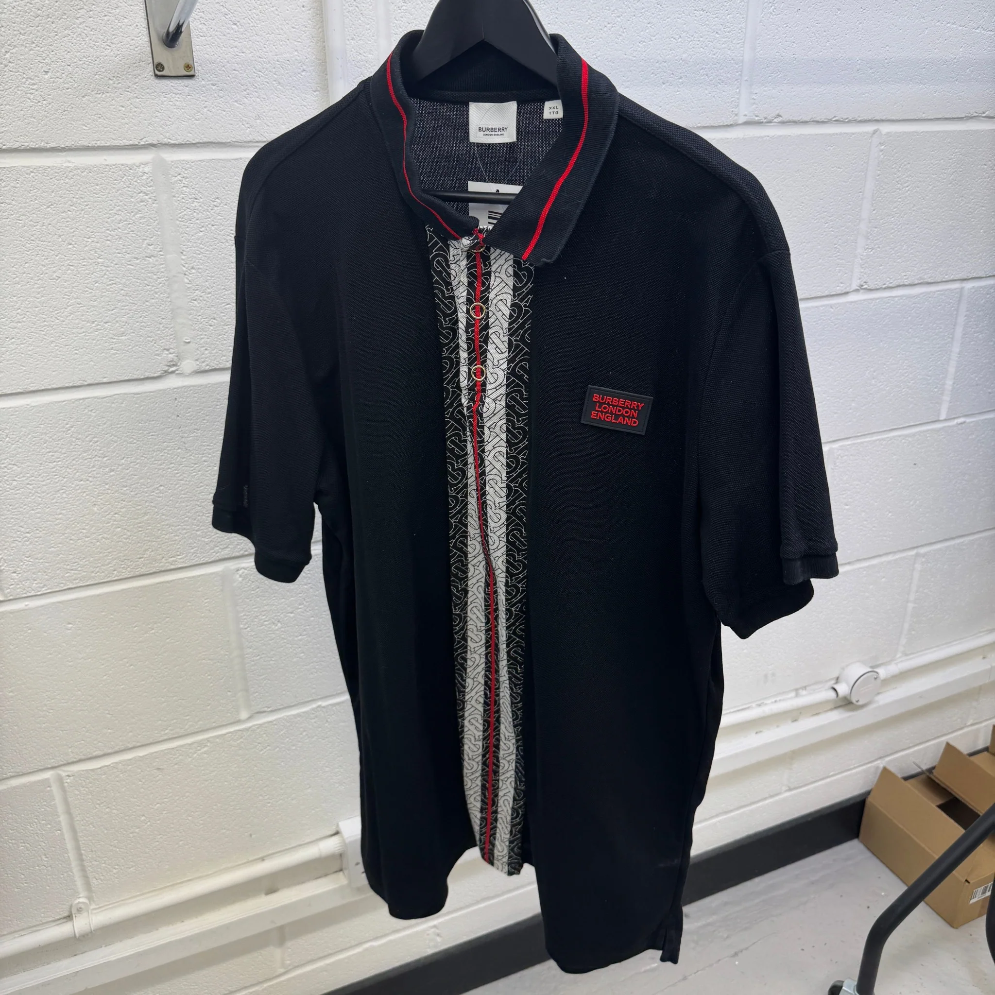 Men's Plaque Logo Polo Shirt Black Size XXL - Image 7