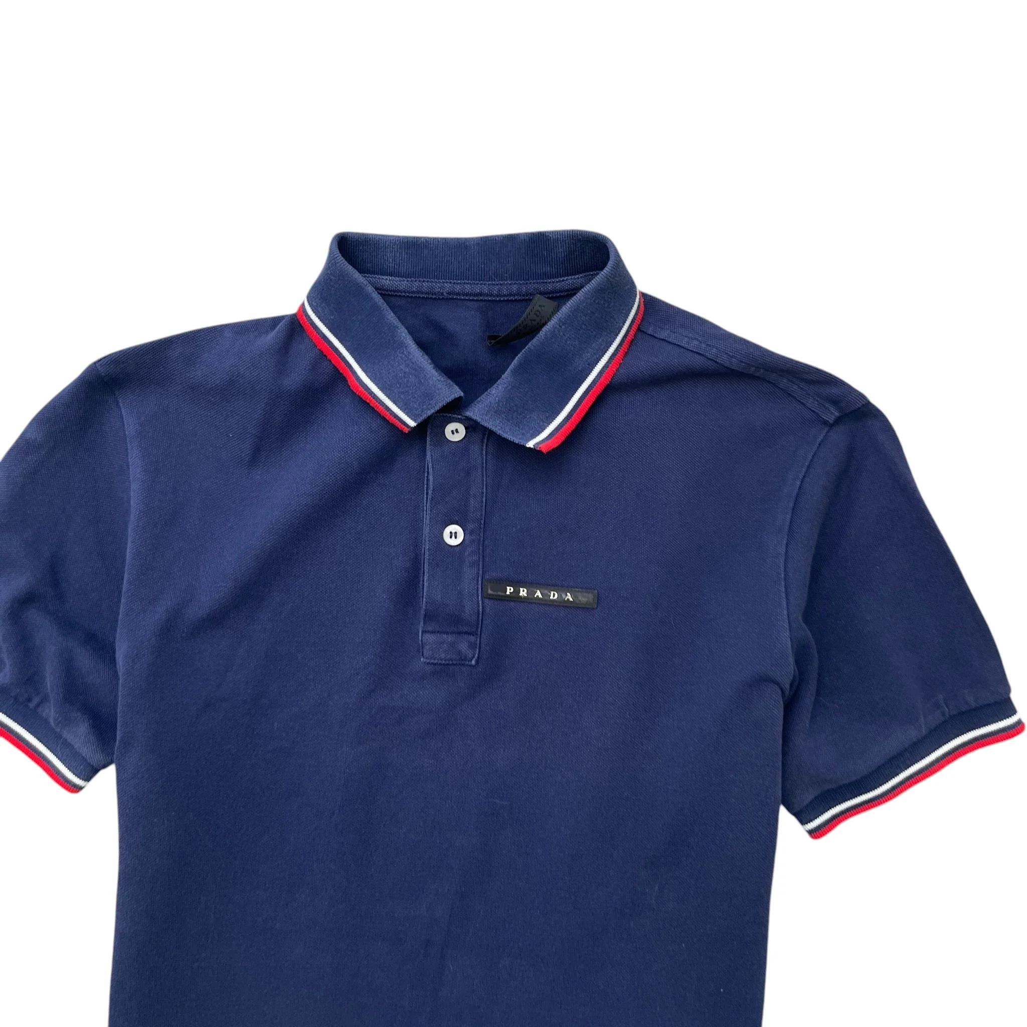 Men's Plaque Logo Polo Shirt Blue Size M - Image 5