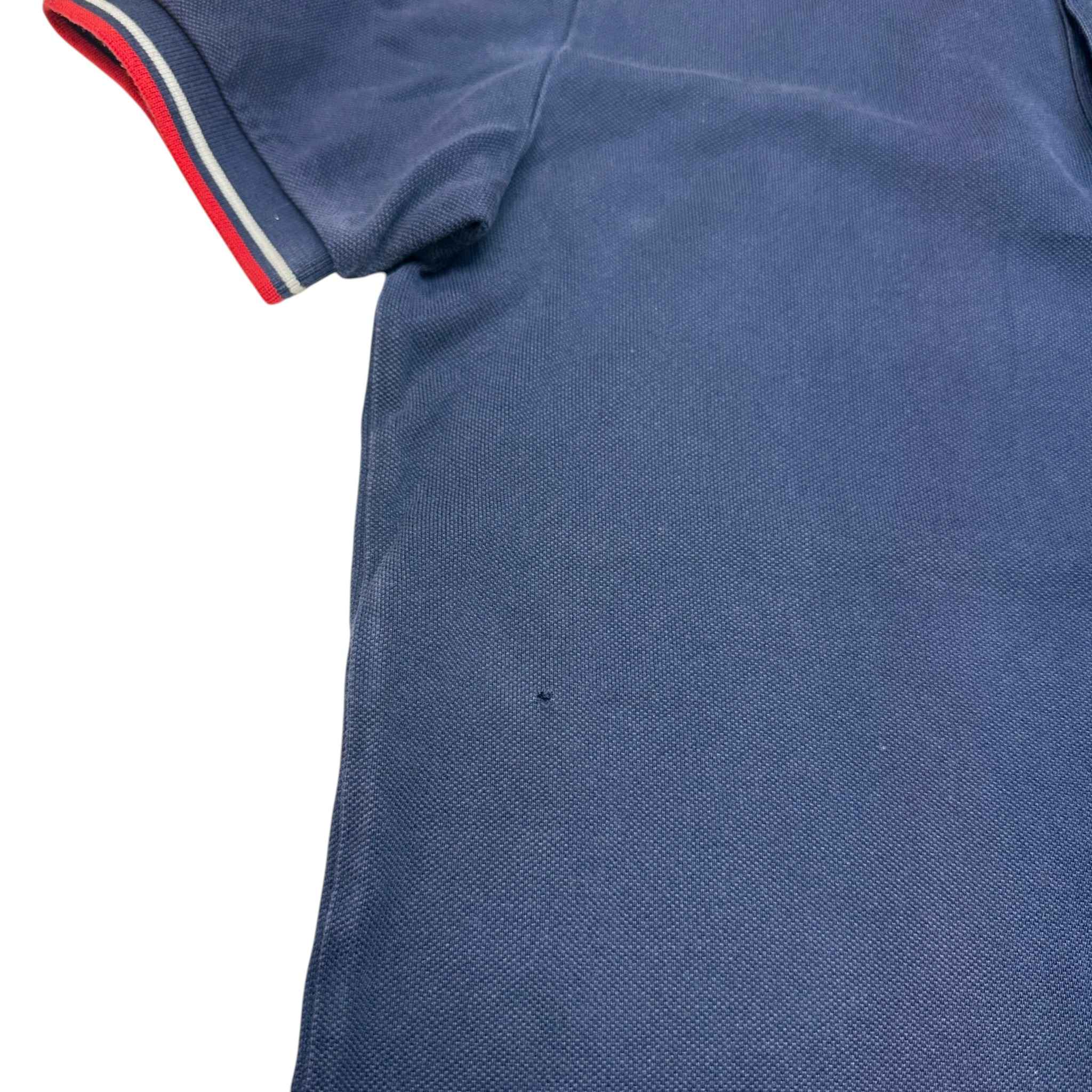 Men's Plaque Logo Polo Shirt Blue Size M - Image 9