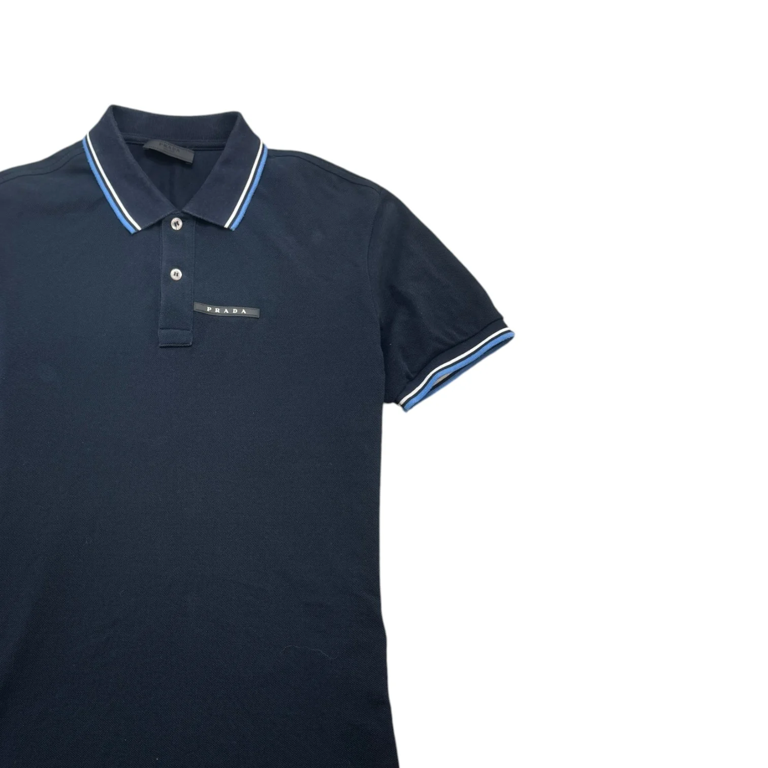 Men's Plaque Logo Polo Shirt Navy Size L - Image 3