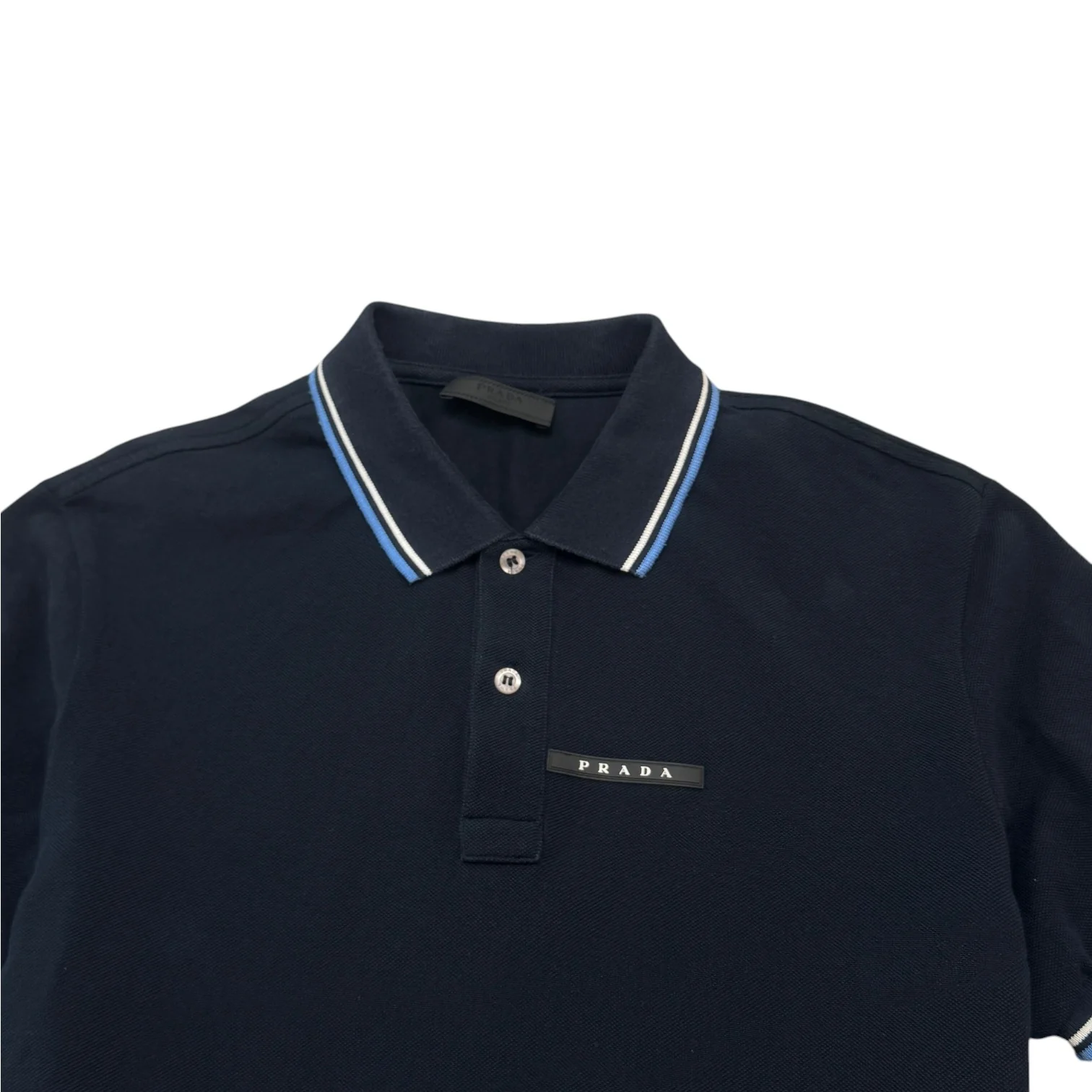 Men's Plaque Logo Polo Shirt Navy Size L - Image 6