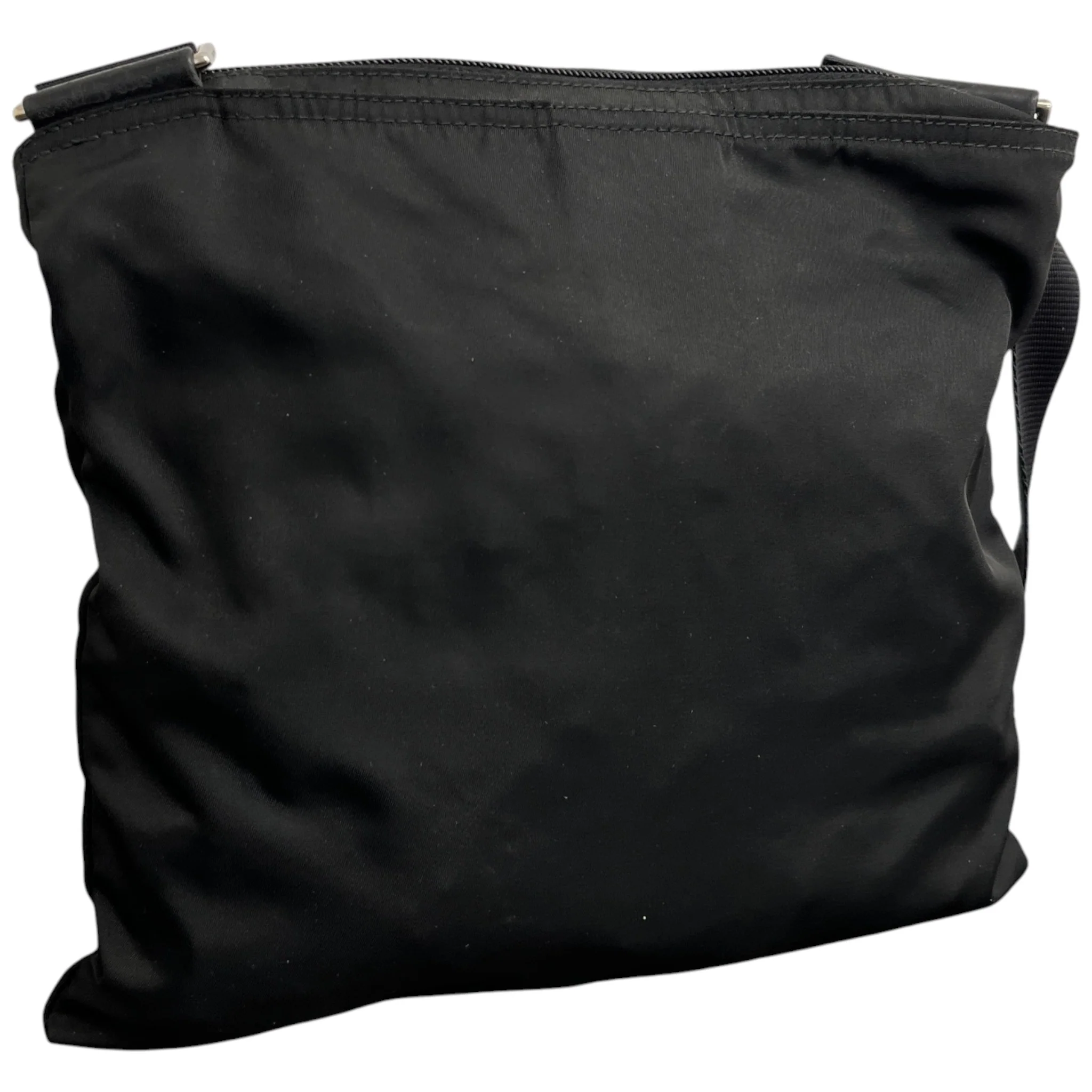Men's Plaque Logo Re-Nylon Messenger Bag Black - Image 6