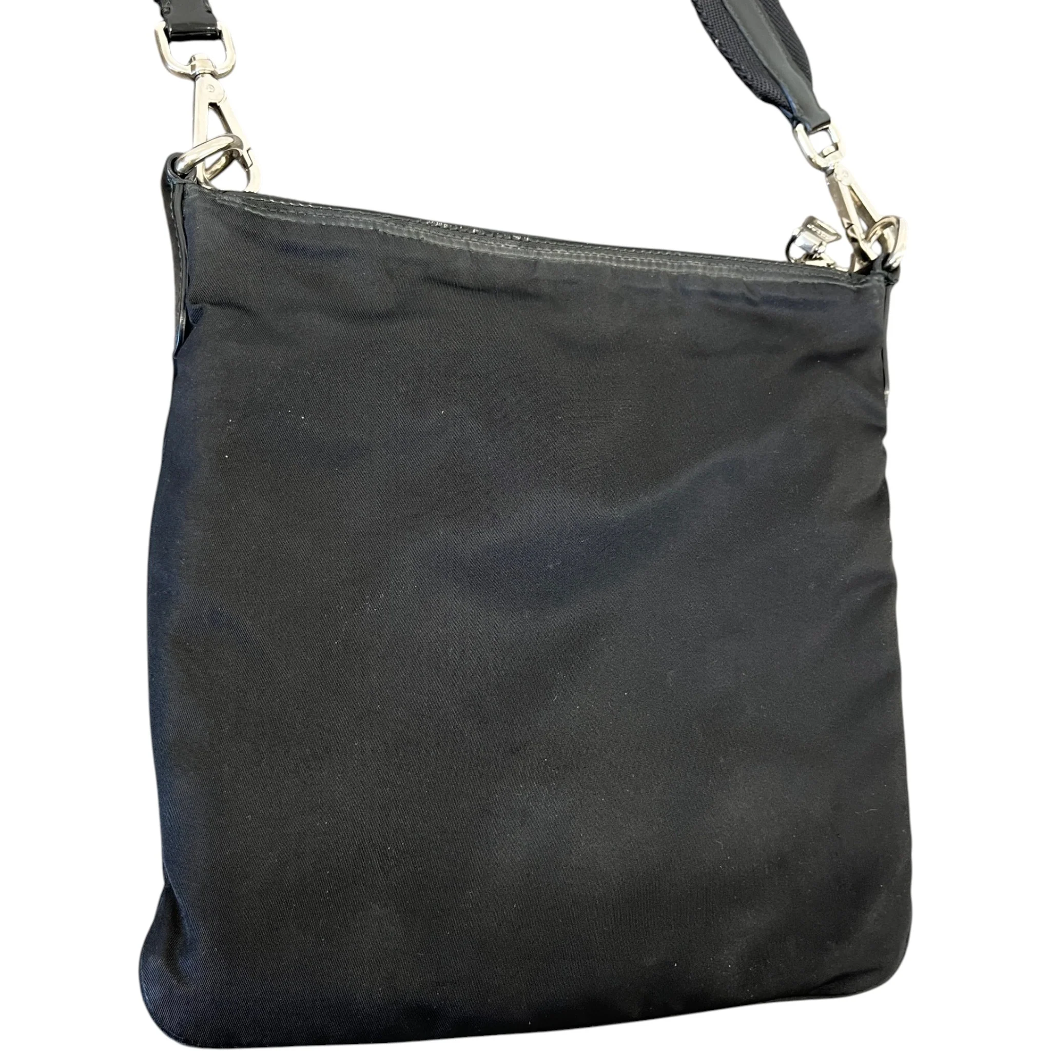 Men's Plaque Logo Re-Nylon Messenger Bag Black - Image 6